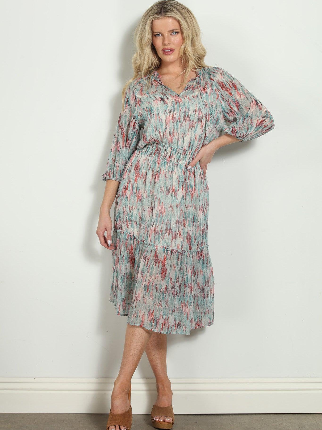 Myranda Chiffon Smocked Midi Dress-FINAL SALE