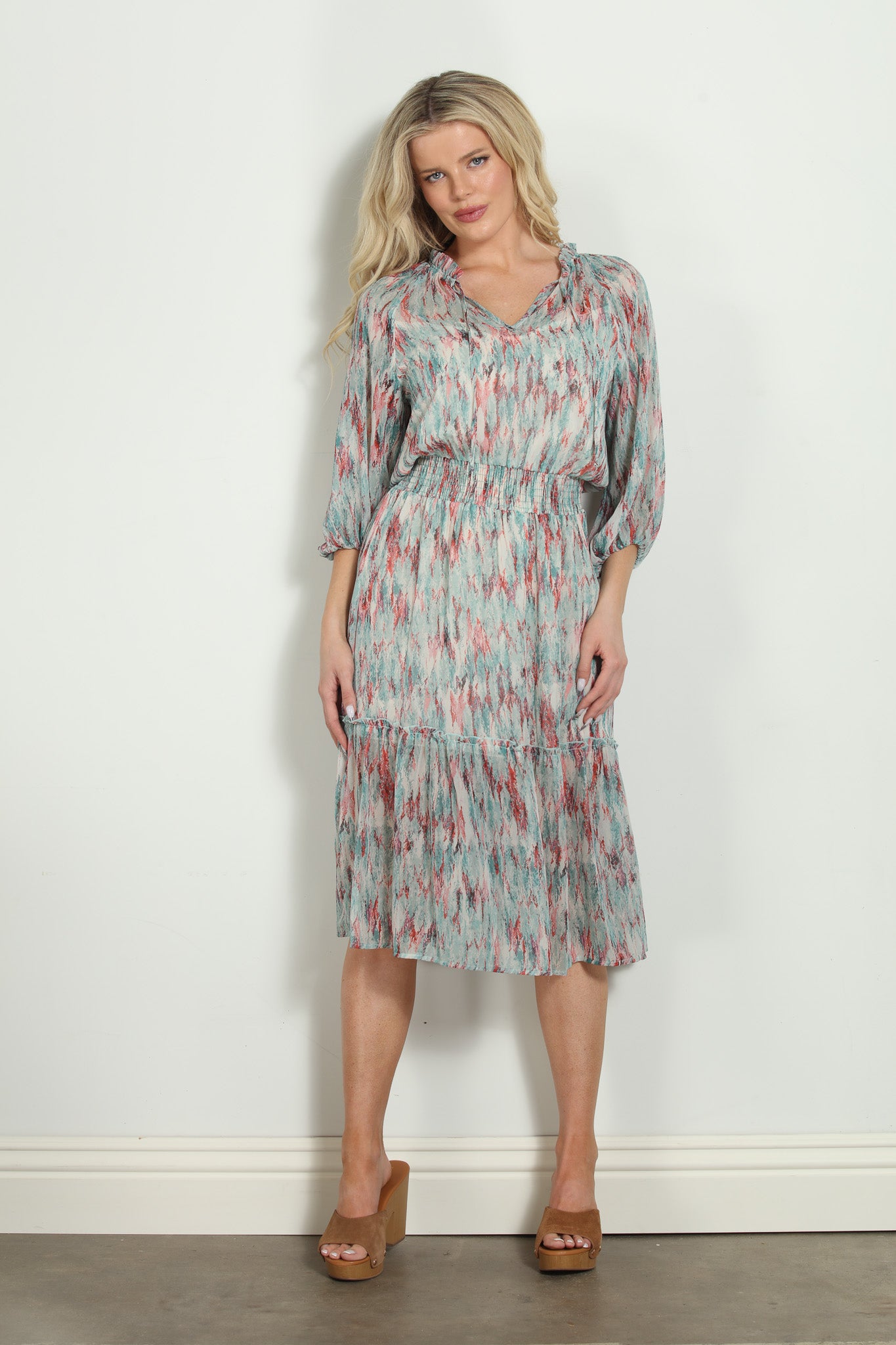 Myranda Chiffon Smocked Midi Dress-FINAL SALE