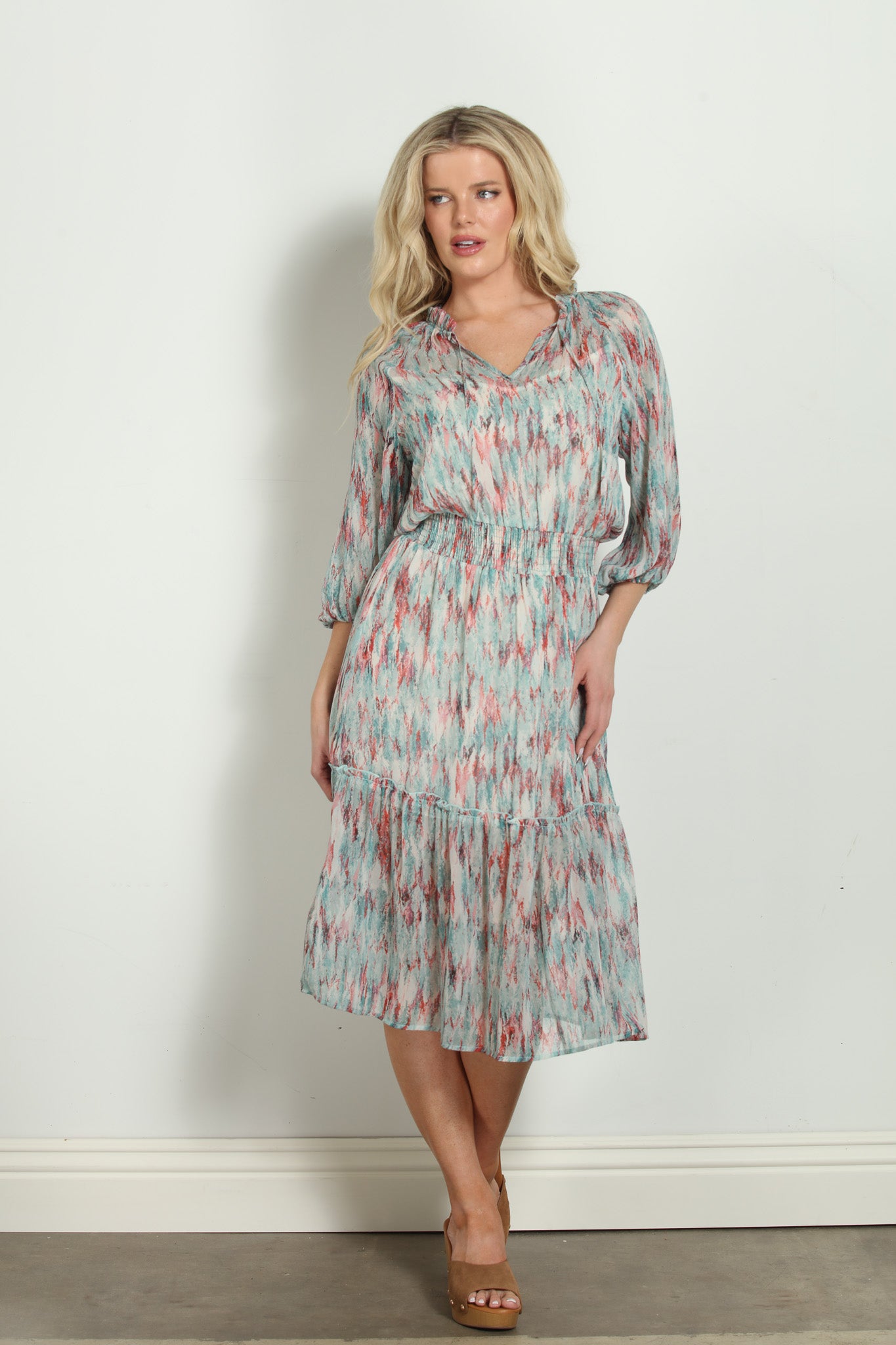 Myranda Chiffon Smocked Midi Dress-FINAL SALE