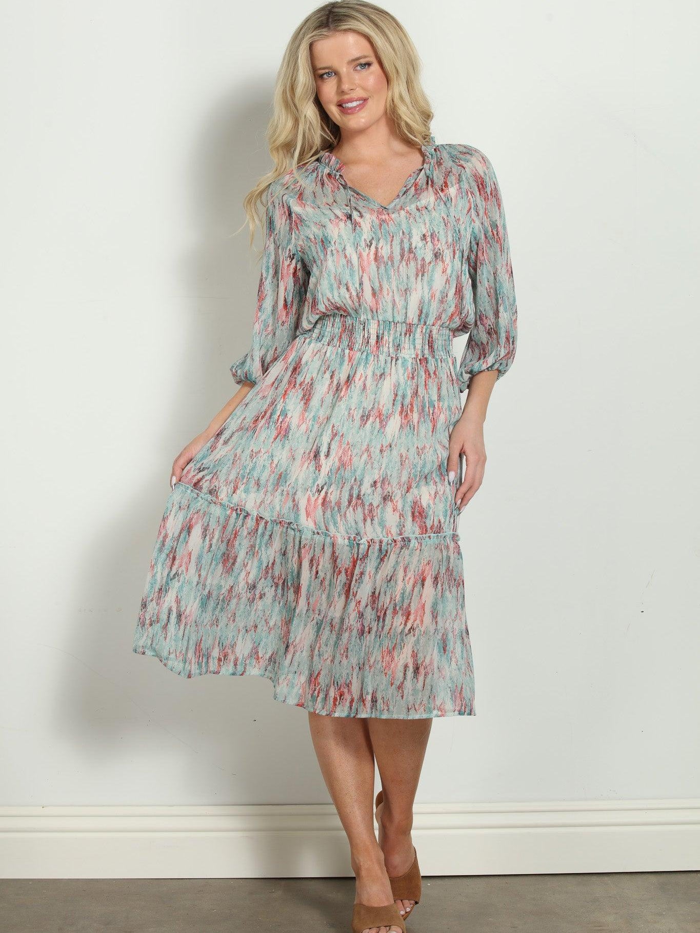 Myranda Chiffon Smocked Midi Dress-FINAL SALE