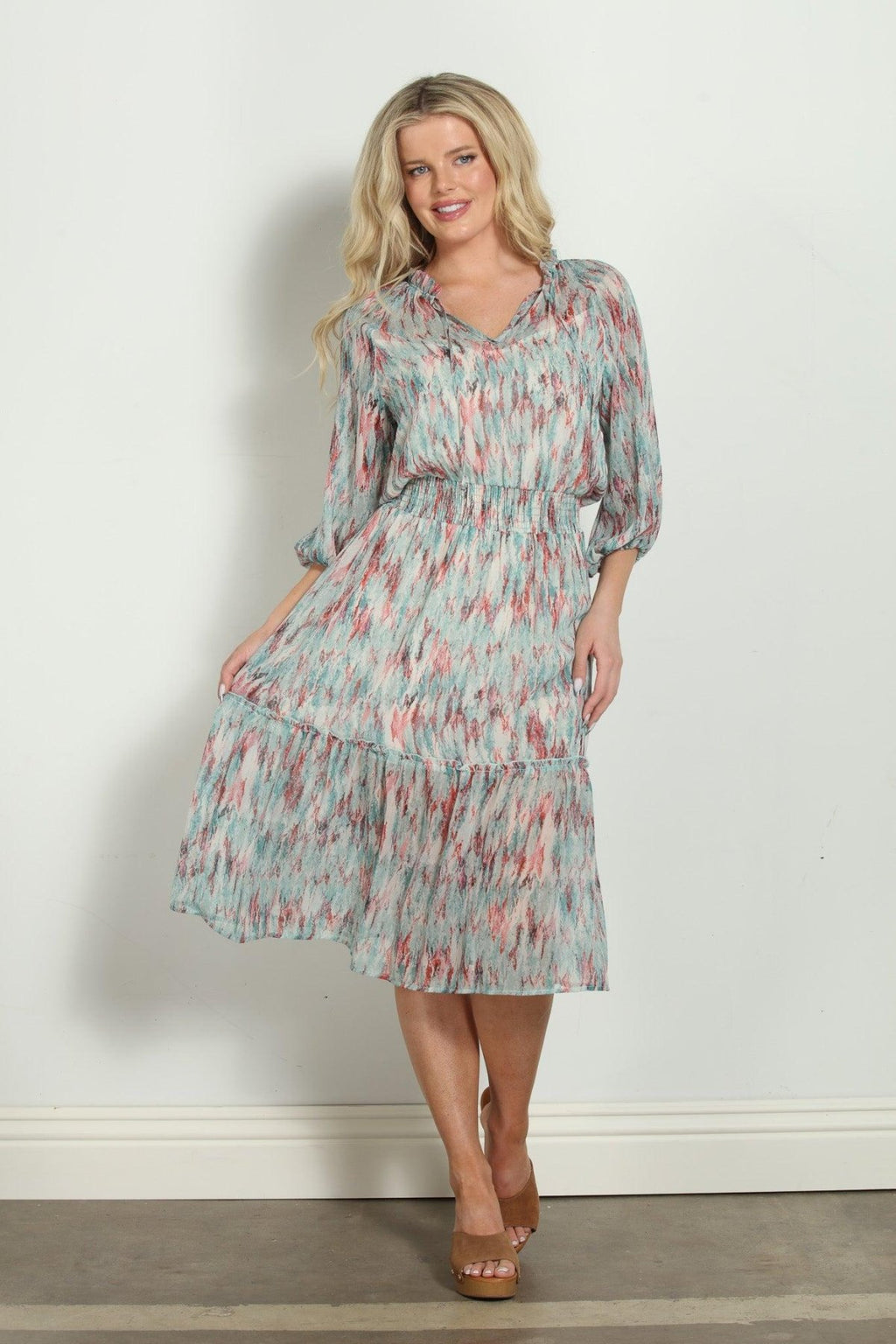 Myranda Chiffon Smocked Midi Dress-FINAL SALE
