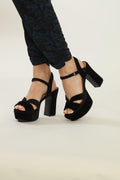Chinese Laundry Daydreamer Black Suede Platform Heels-FINAL SALE