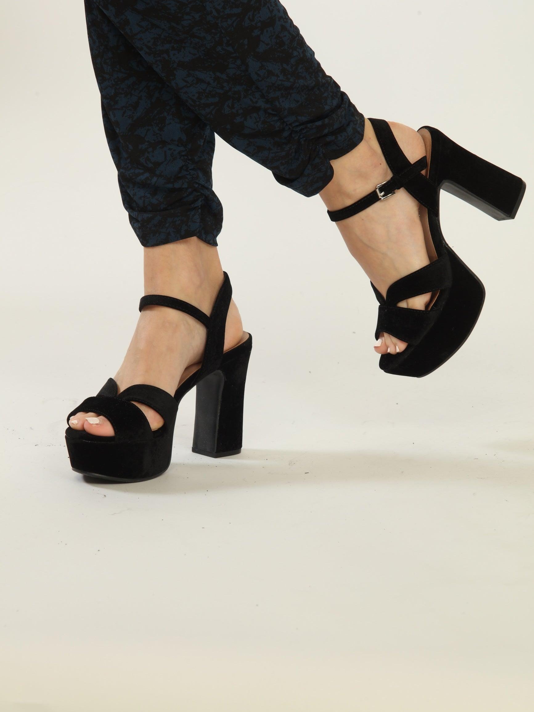Chinese Laundry Daydreamer Black Suede Platform Heels-FINAL SALE