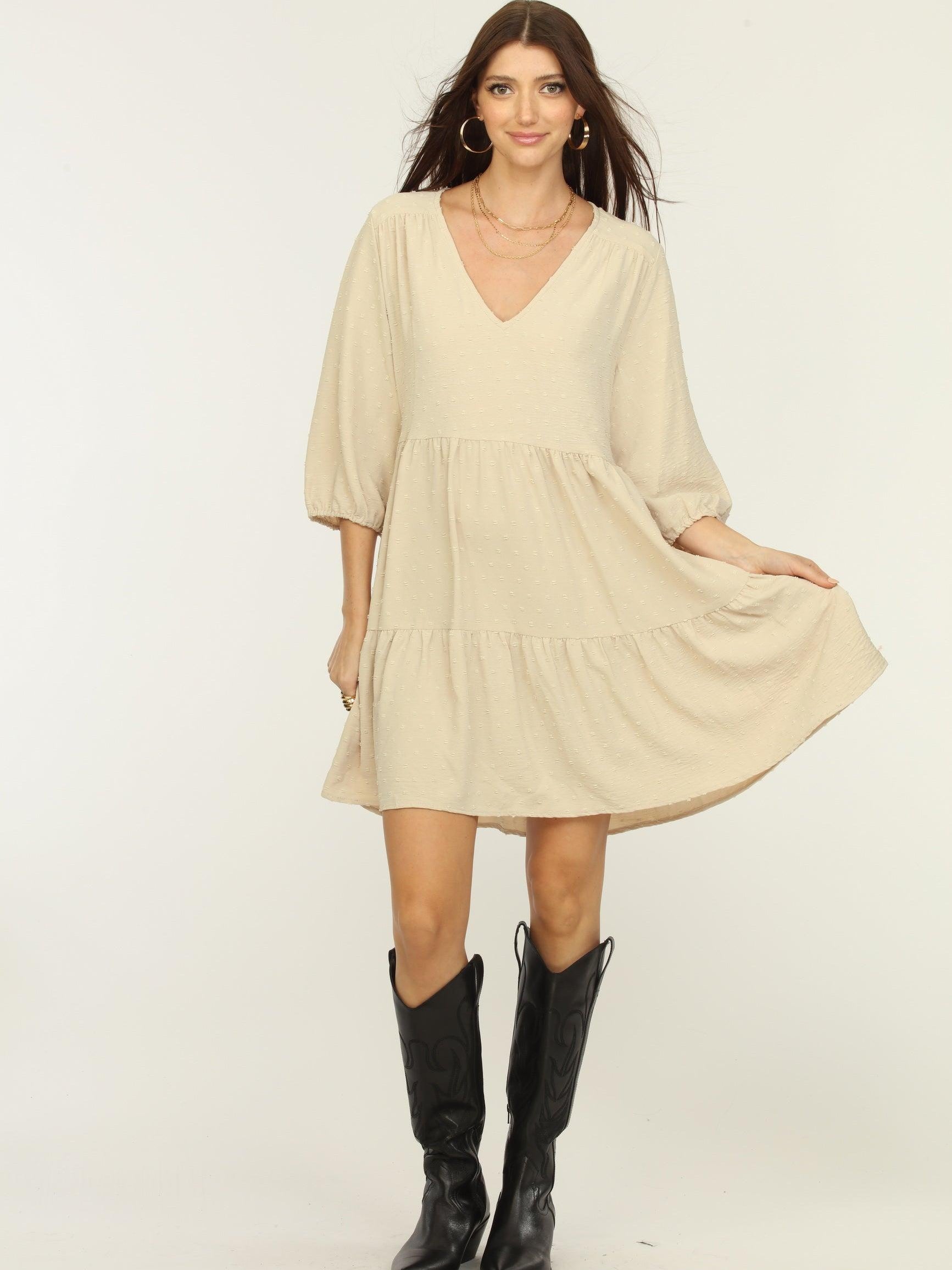 Tan Airflow Tunic Dress-FINAL SALE