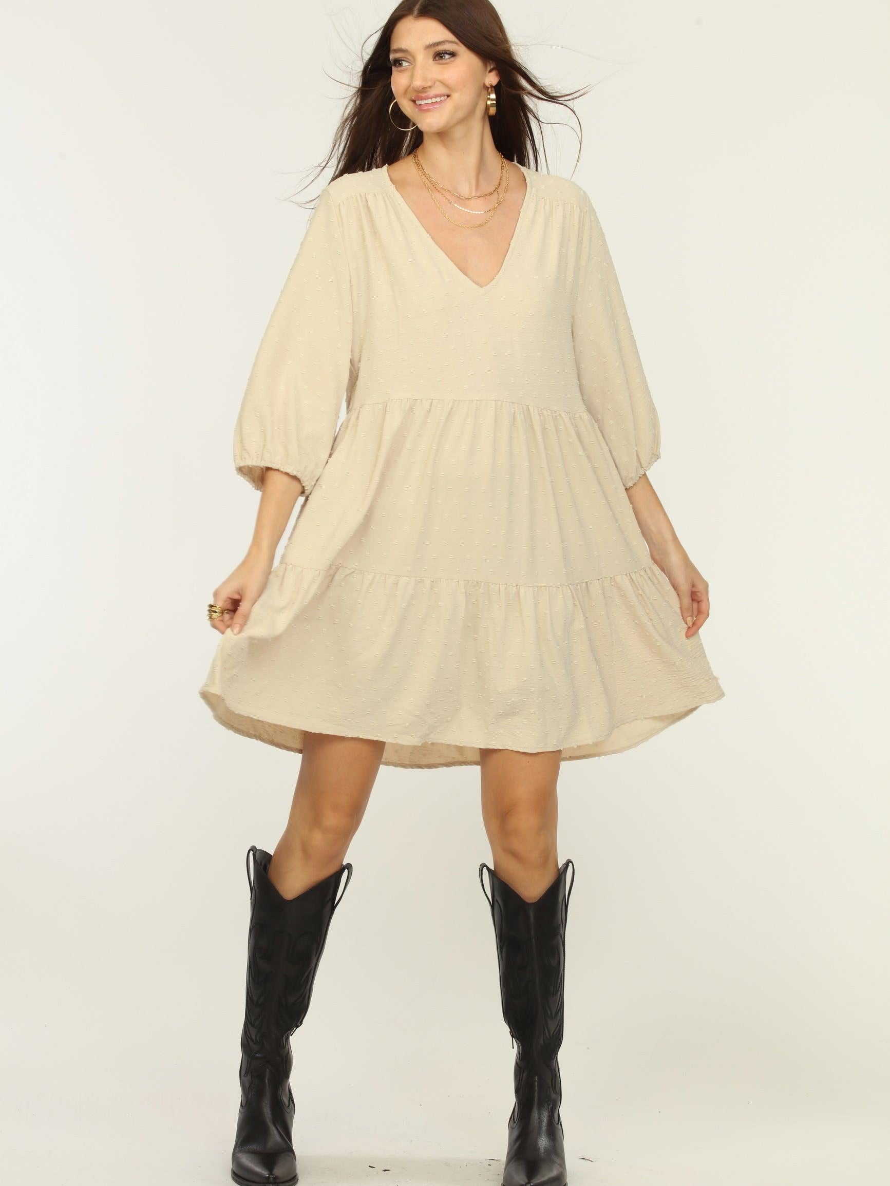 Tan Airflow Tunic Dress-FINAL SALE