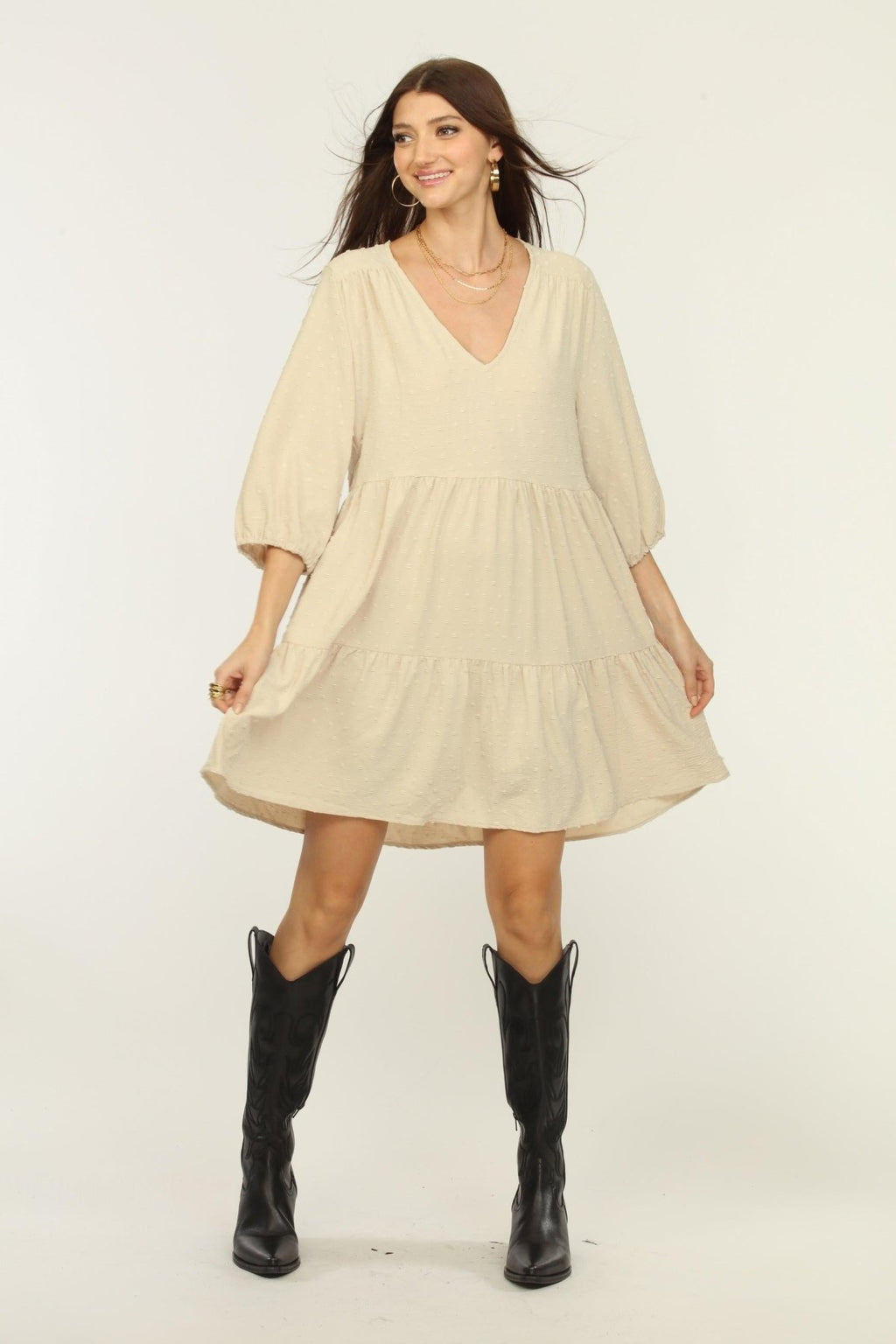 Tan Airflow Tunic Dress-FINAL SALE