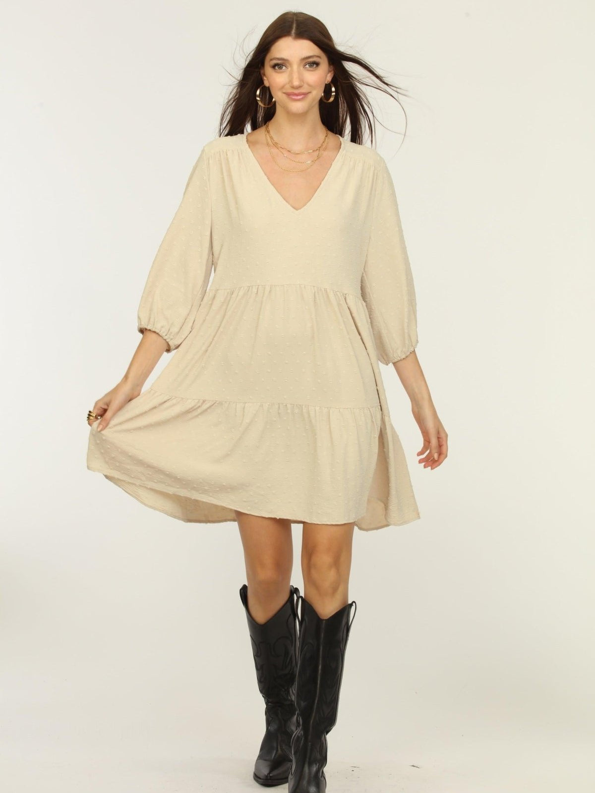 Tan Airflow Tunic Dress-FINAL SALE