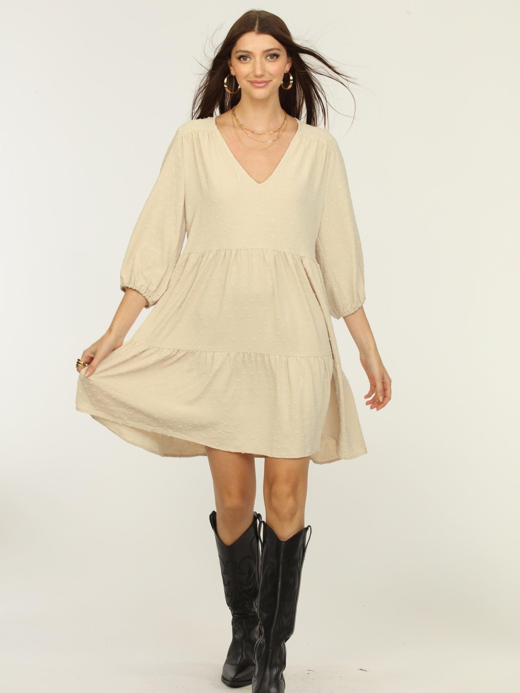 Tan Airflow Tunic Dress-FINAL SALE