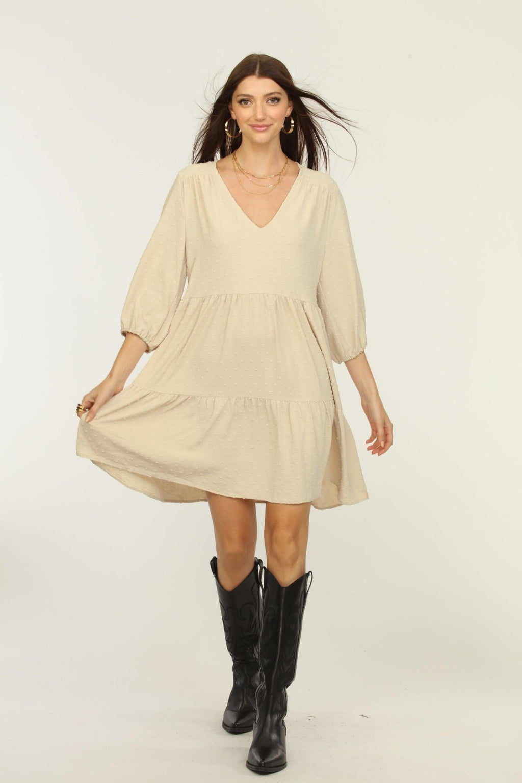 Tan Airflow Tunic Dress-FINAL SALE