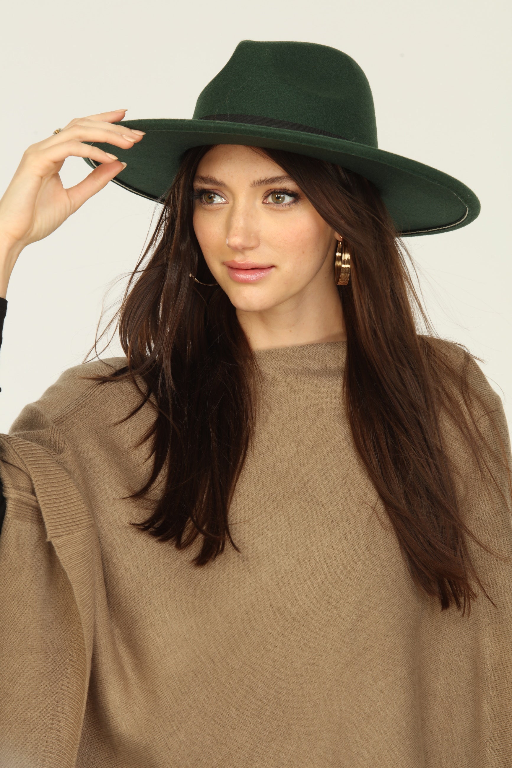 Forest Green Faux Suede Hat-FINAL SALE