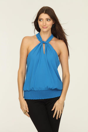 Cobalt Twist Neck Halter Top-FINAL SALE