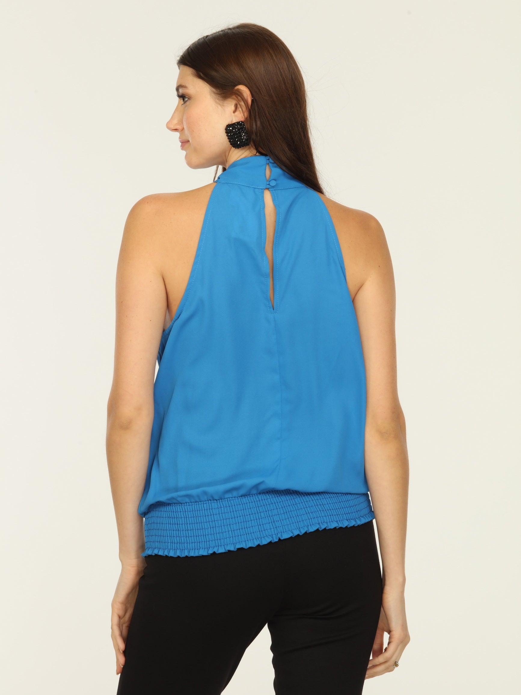 Cobalt Twist Neck Halter Top-FINAL SALE