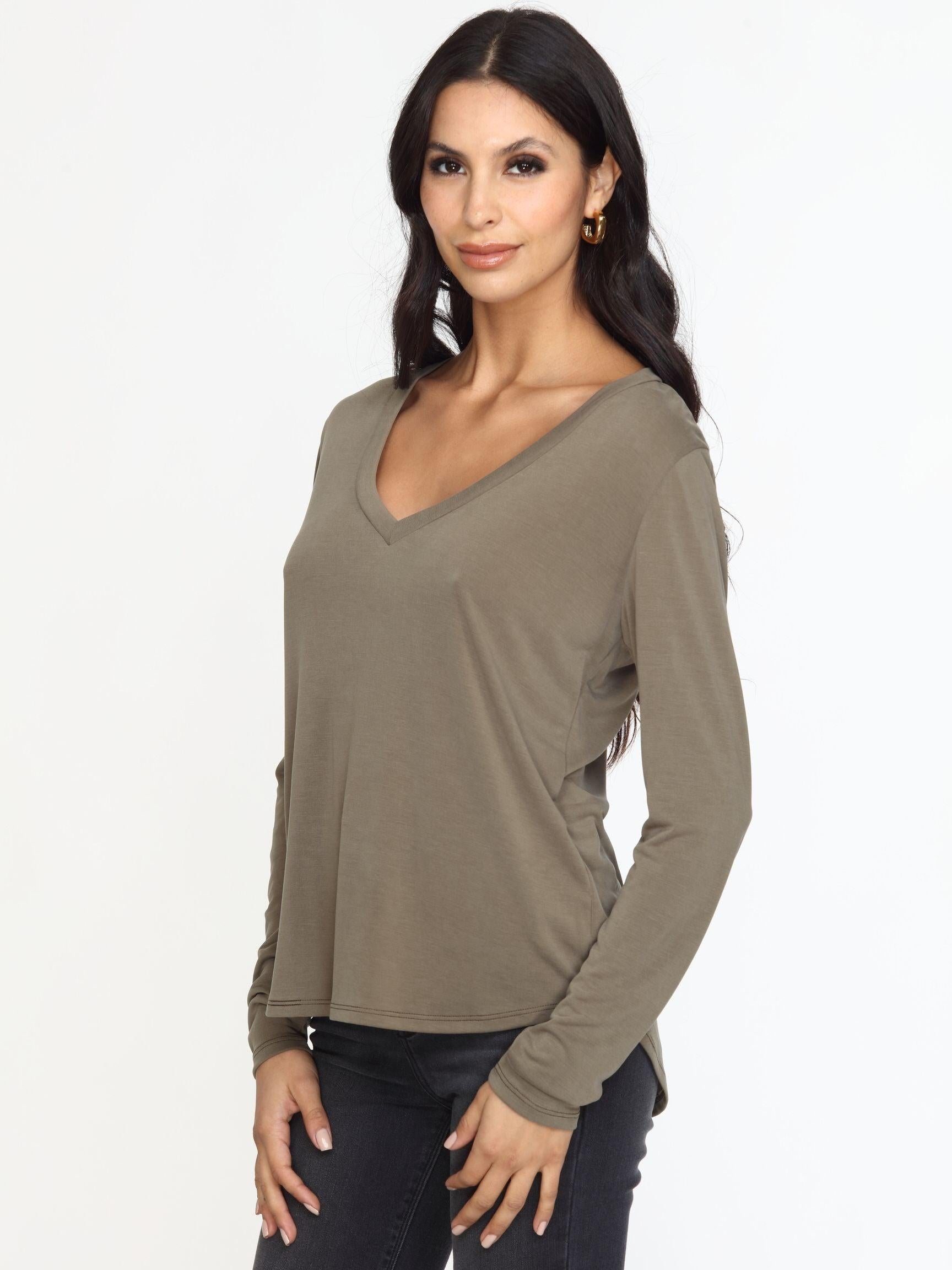 Olive Cupro Long Sleeve Tee-FINAL SALE
