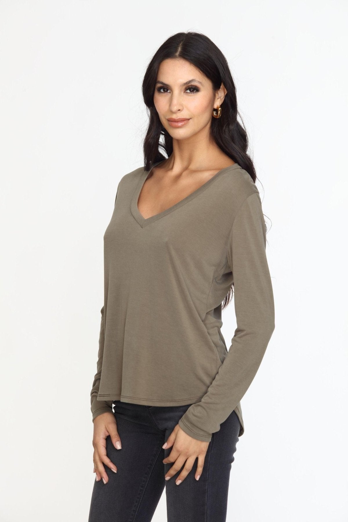 Olive Cupro Long Sleeve Tee-FINAL SALE