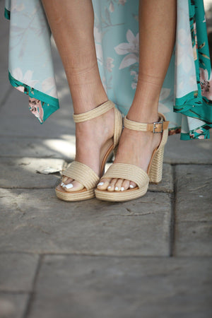 Jute Ankle Strap Platform Heels-FINAL SALE