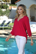 Pomegranate Surplice Blouse-FINAL SALE