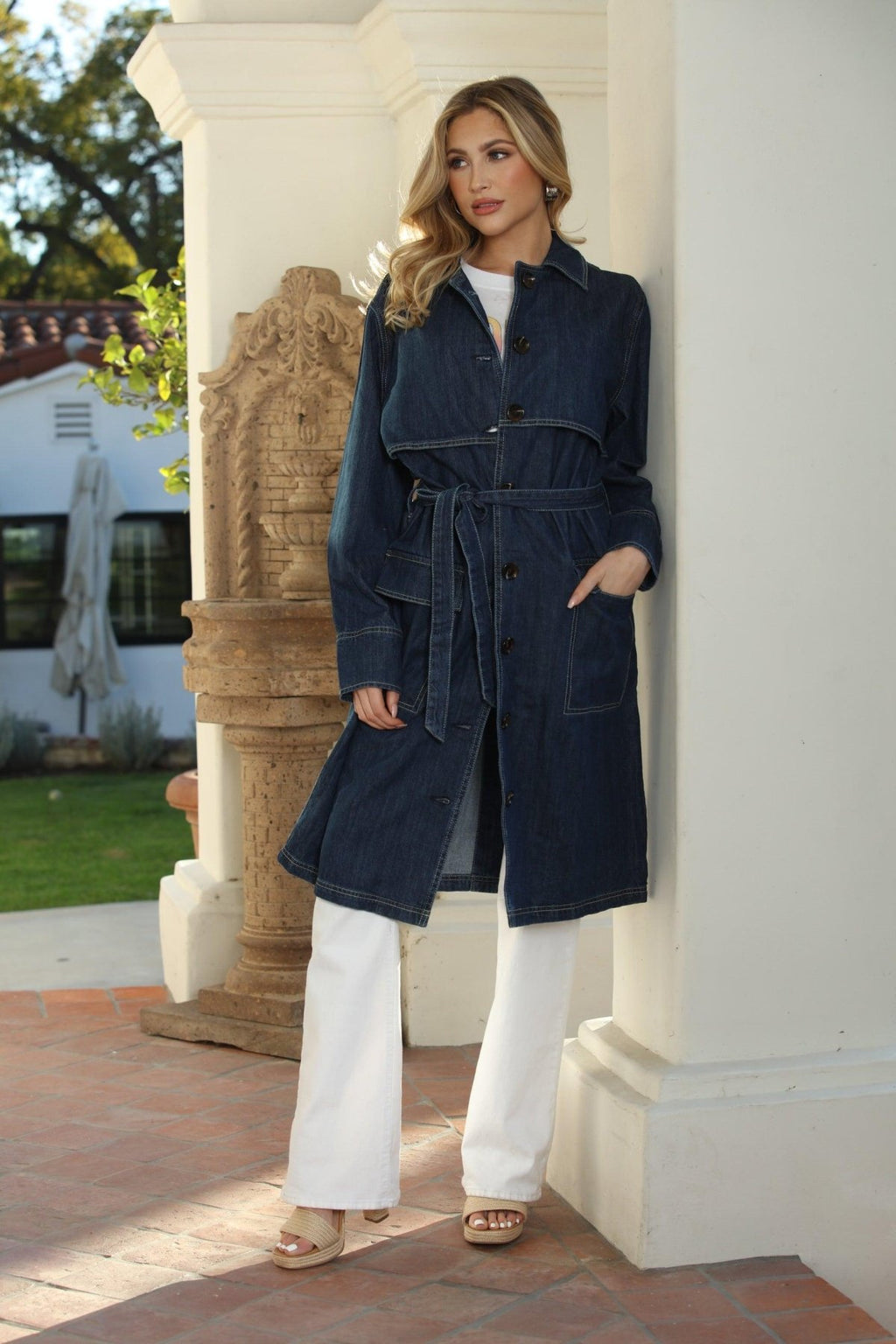 Denim Oversized Trench Coat-FINAL SALE