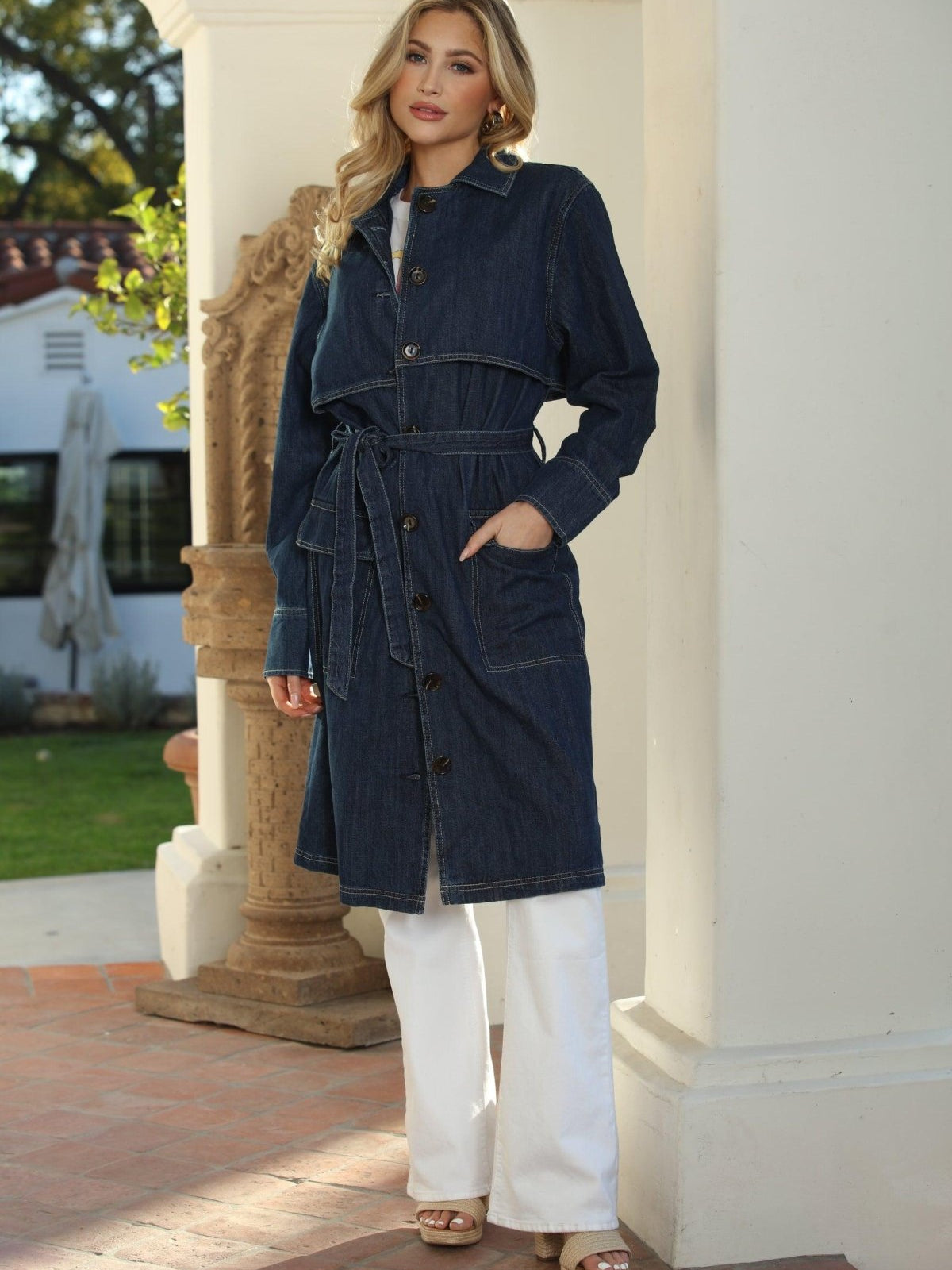 Denim Oversized Trench Coat-FINAL SALE