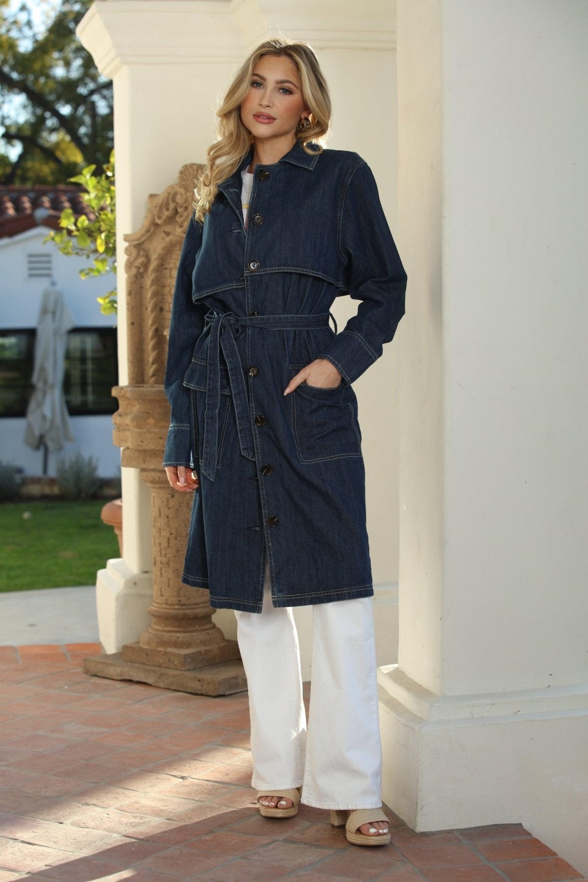 Denim Oversized Trench Coat-FINAL SALE