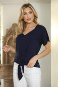 Navy Tee with Front Tie- BEST SELLER