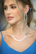Silver Long Sparkle Oval Earrings