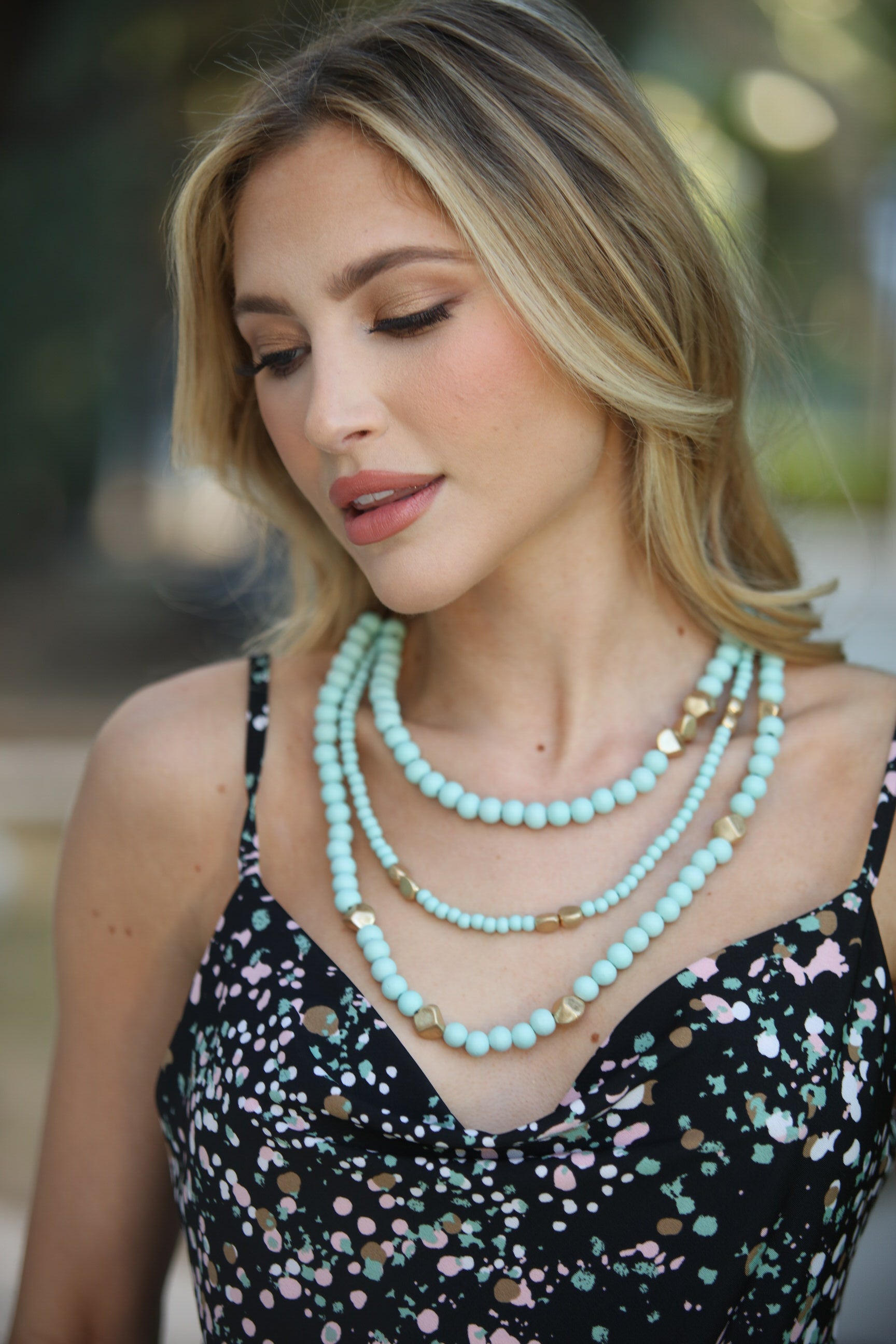 Mint Beaded Layered Necklace