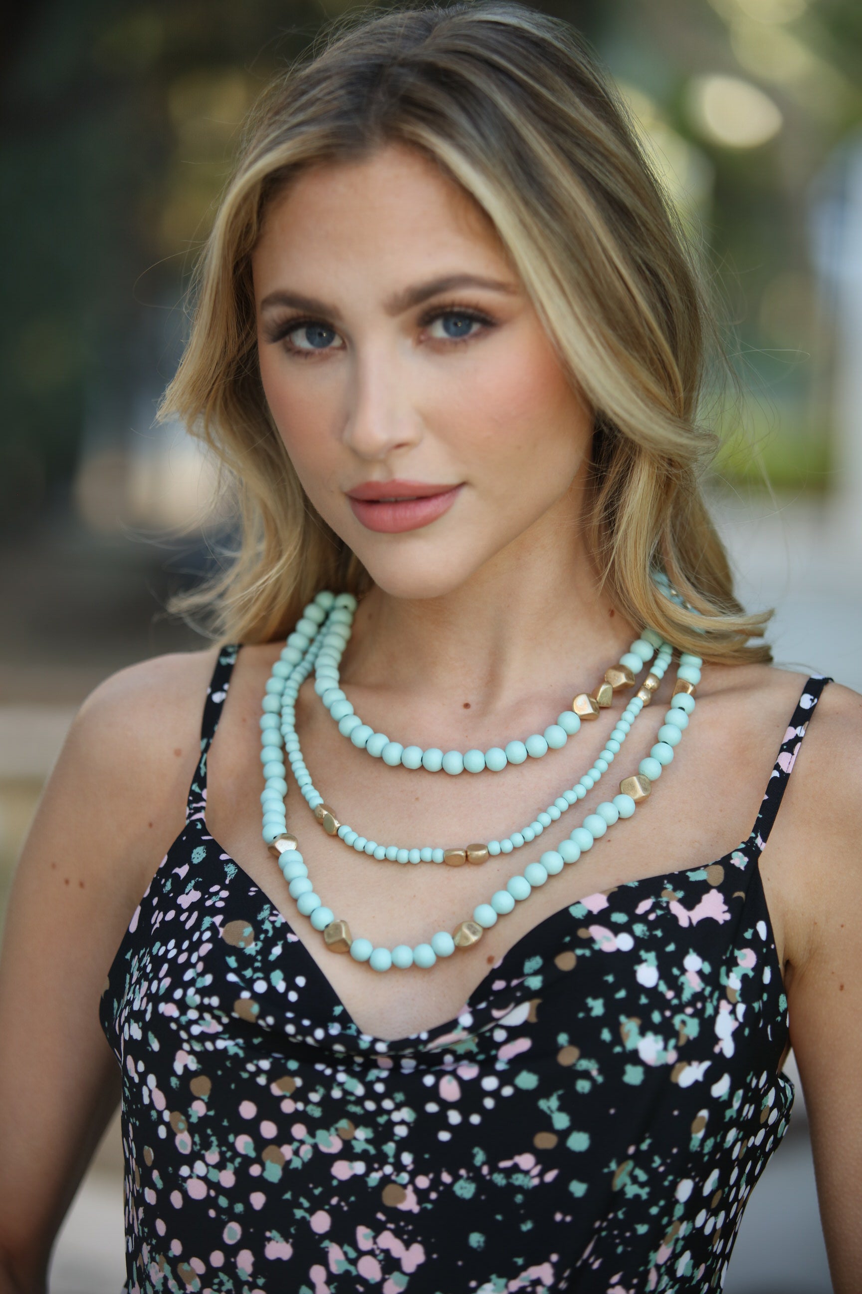 Mint Beaded Layered Necklace