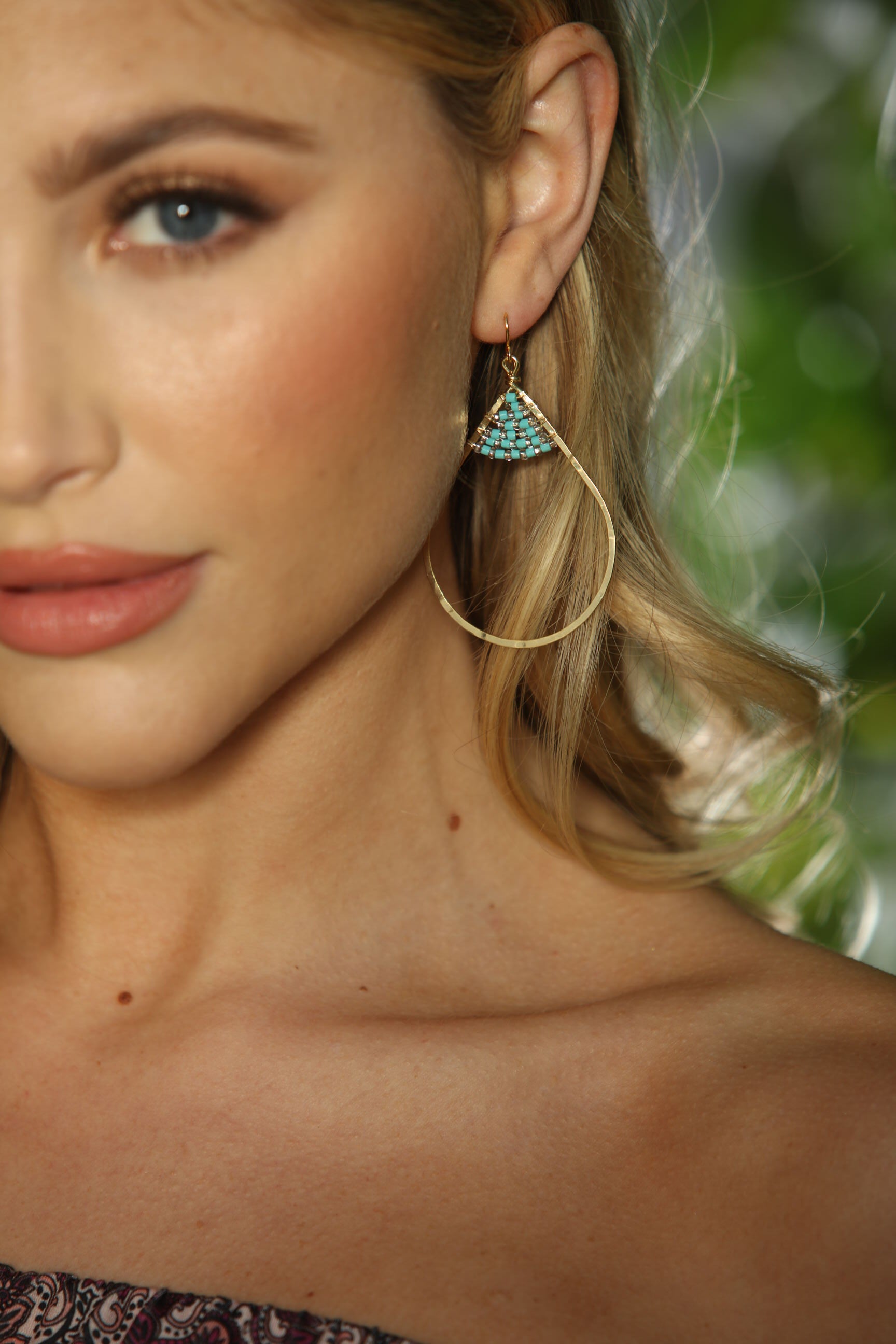 Aqua and Gold Dainty Earrings-BEST SELLER