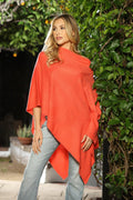 Bright Coral Throw-On Poncho-BEST SELLER