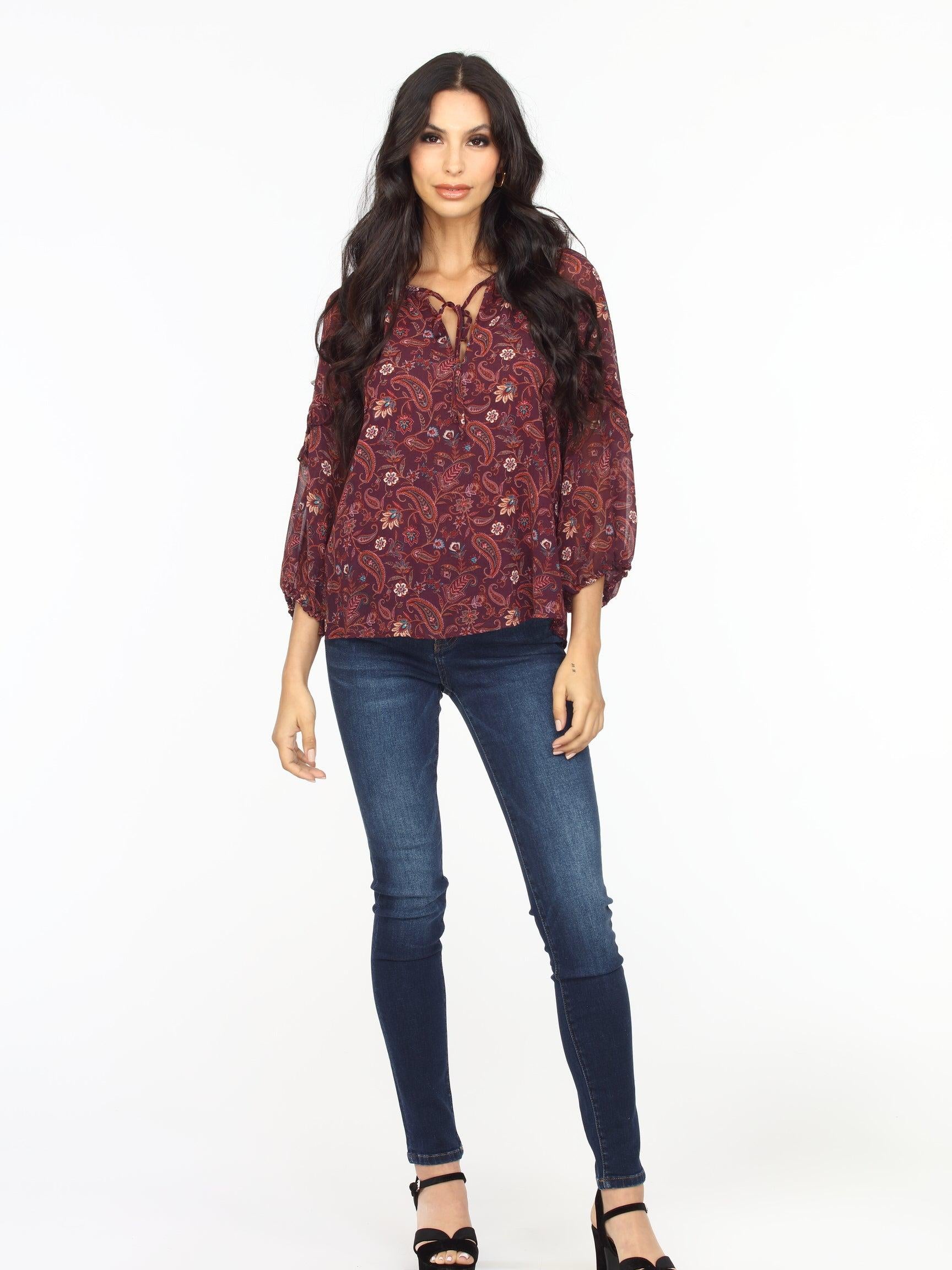 Gredana Ruffle Chiffon Blouse-FINAL SALE