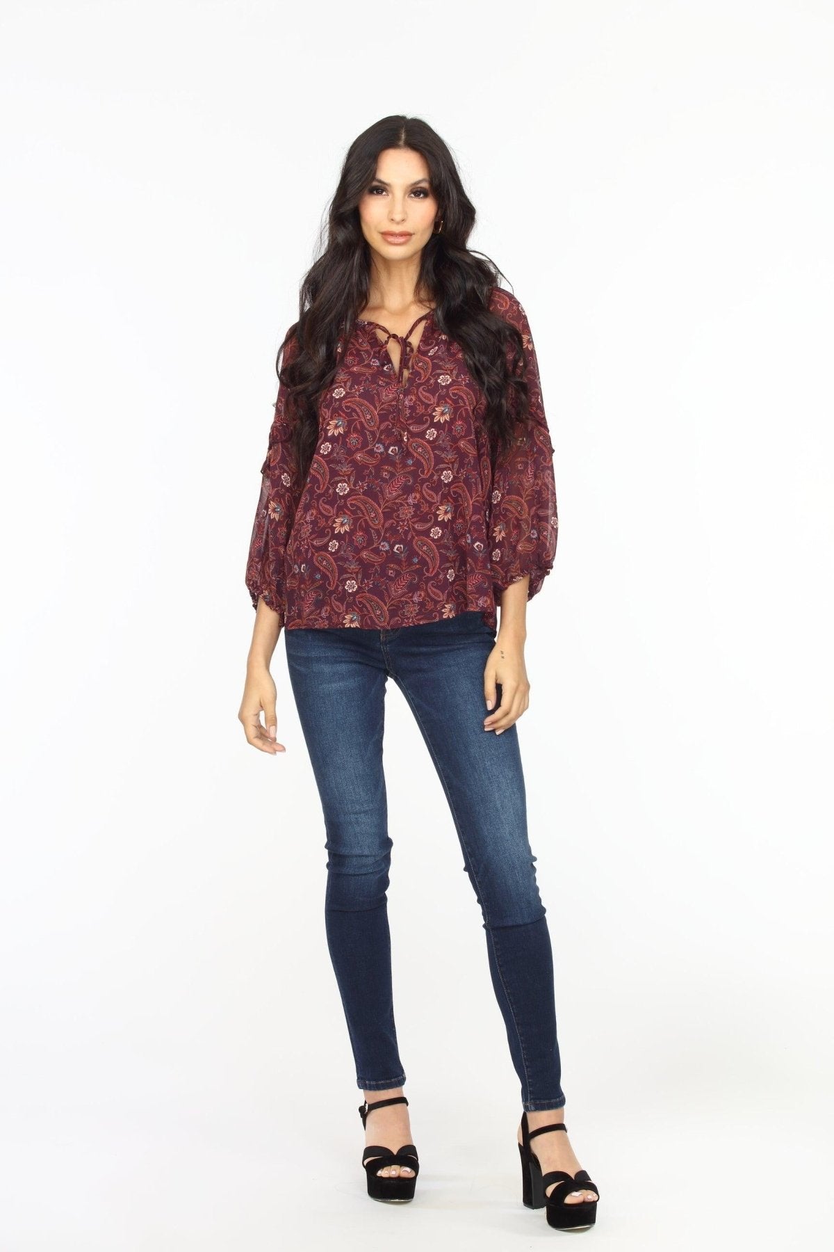 Gredana Ruffle Chiffon Blouse-FINAL SALE