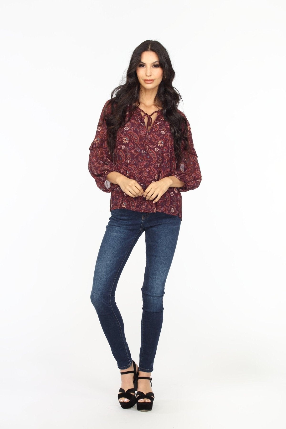 Gredana Ruffle Chiffon Blouse-FINAL SALE