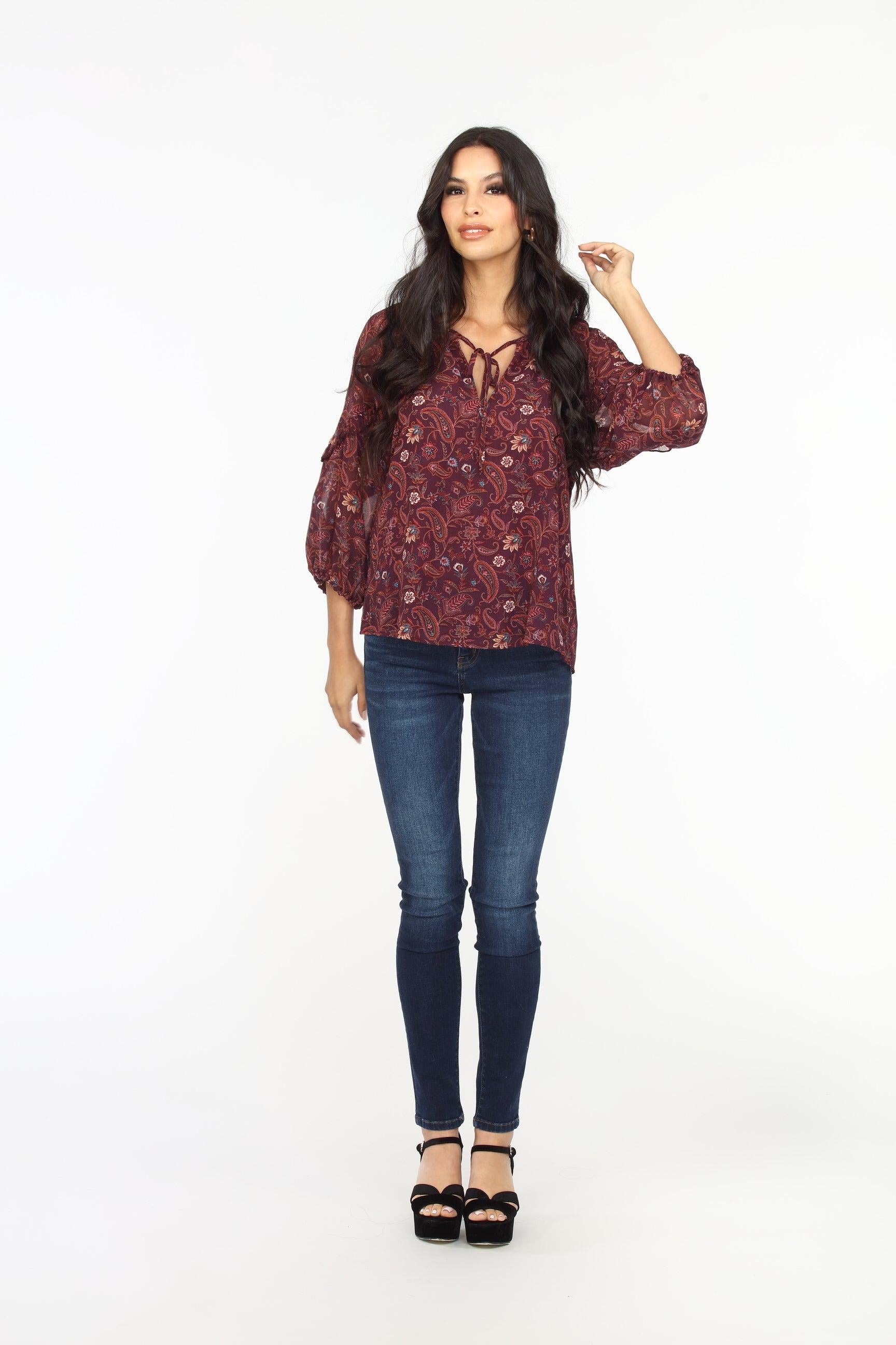 Gredana Ruffle Chiffon Blouse-FINAL SALE