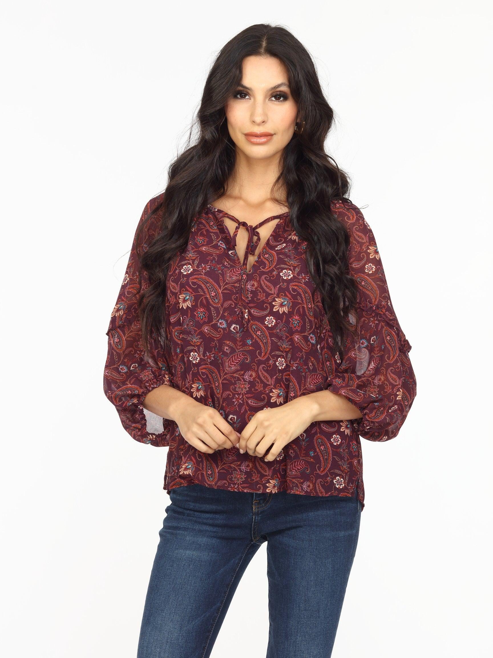 Gredana Ruffle Chiffon Blouse-FINAL SALE