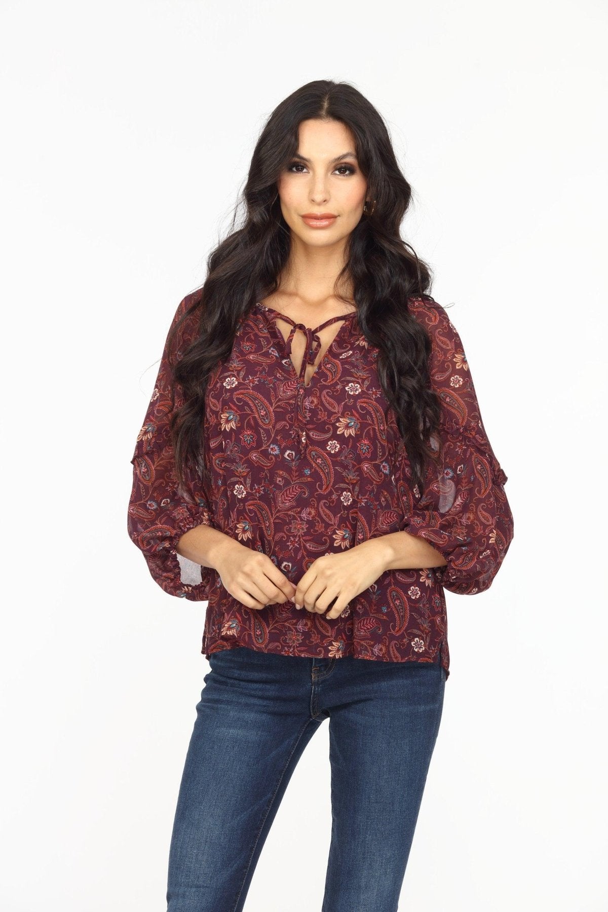 Gredana Ruffle Chiffon Blouse-FINAL SALE