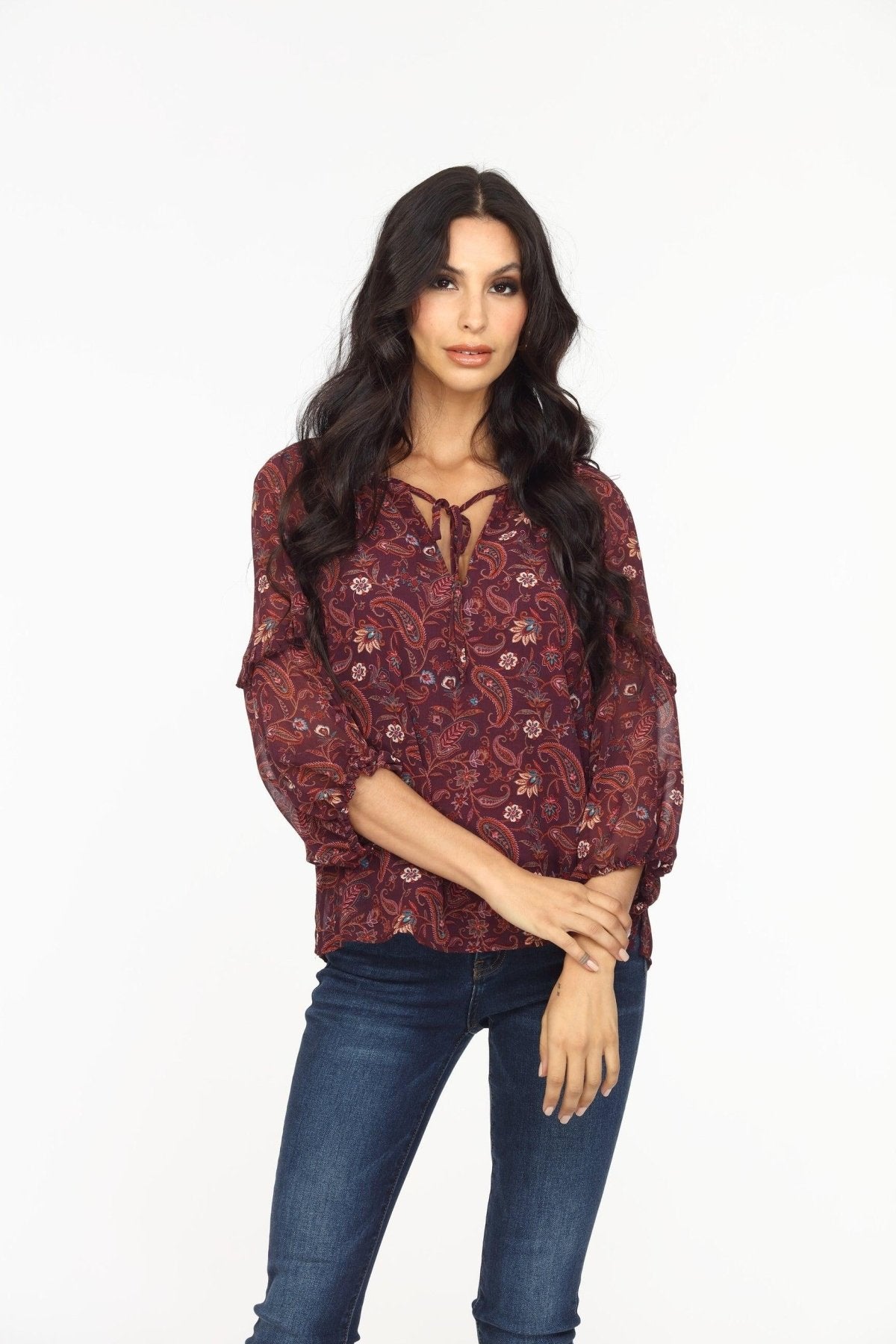 Gredana Ruffle Chiffon Blouse-FINAL SALE