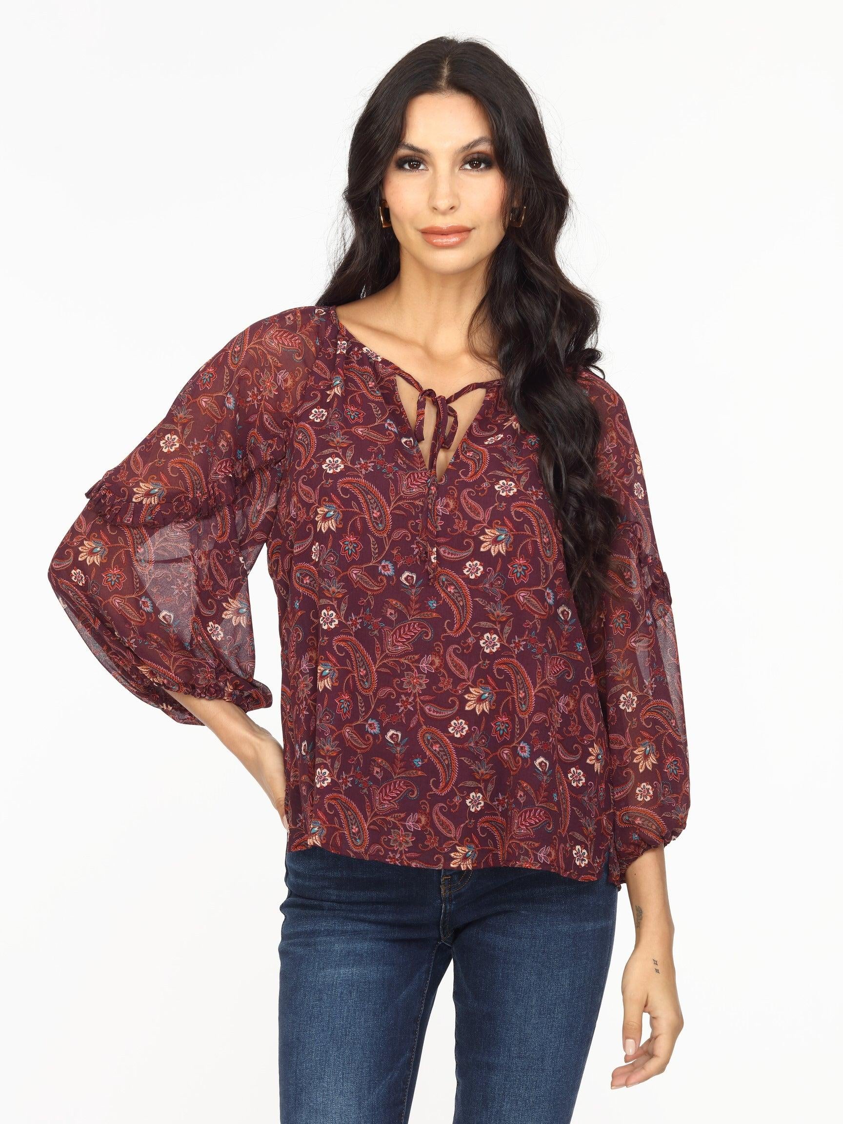 Gredana Ruffle Chiffon Blouse-FINAL SALE