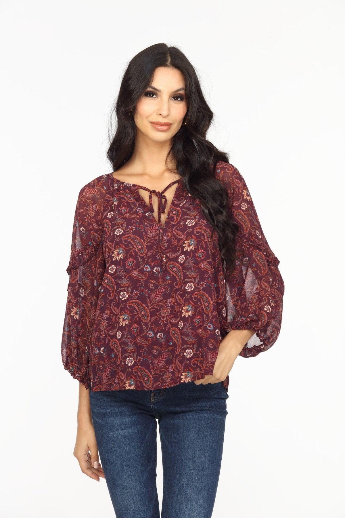 Gredana Ruffle Chiffon Blouse-FINAL SALE
