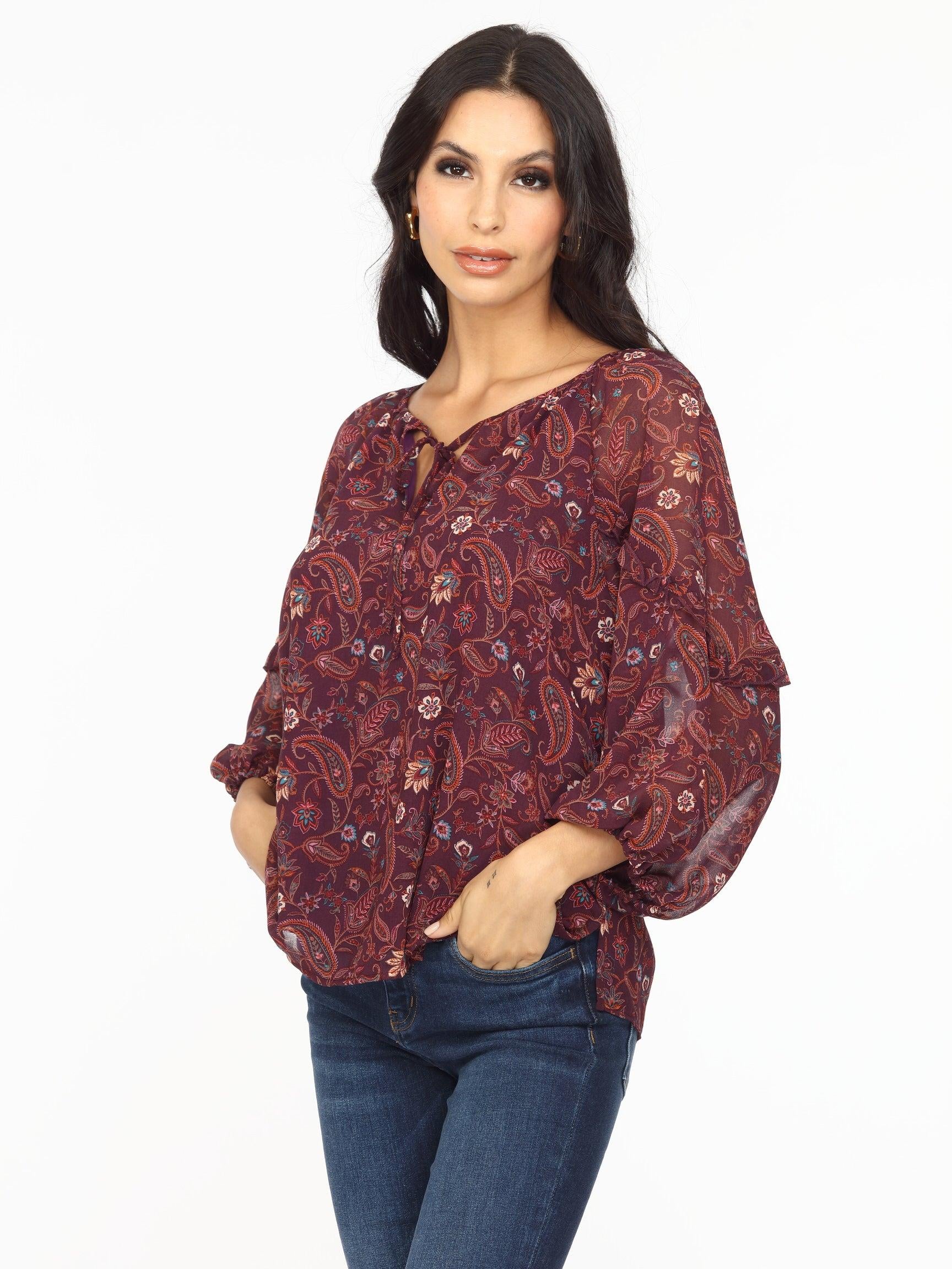 Gredana Ruffle Chiffon Blouse-FINAL SALE