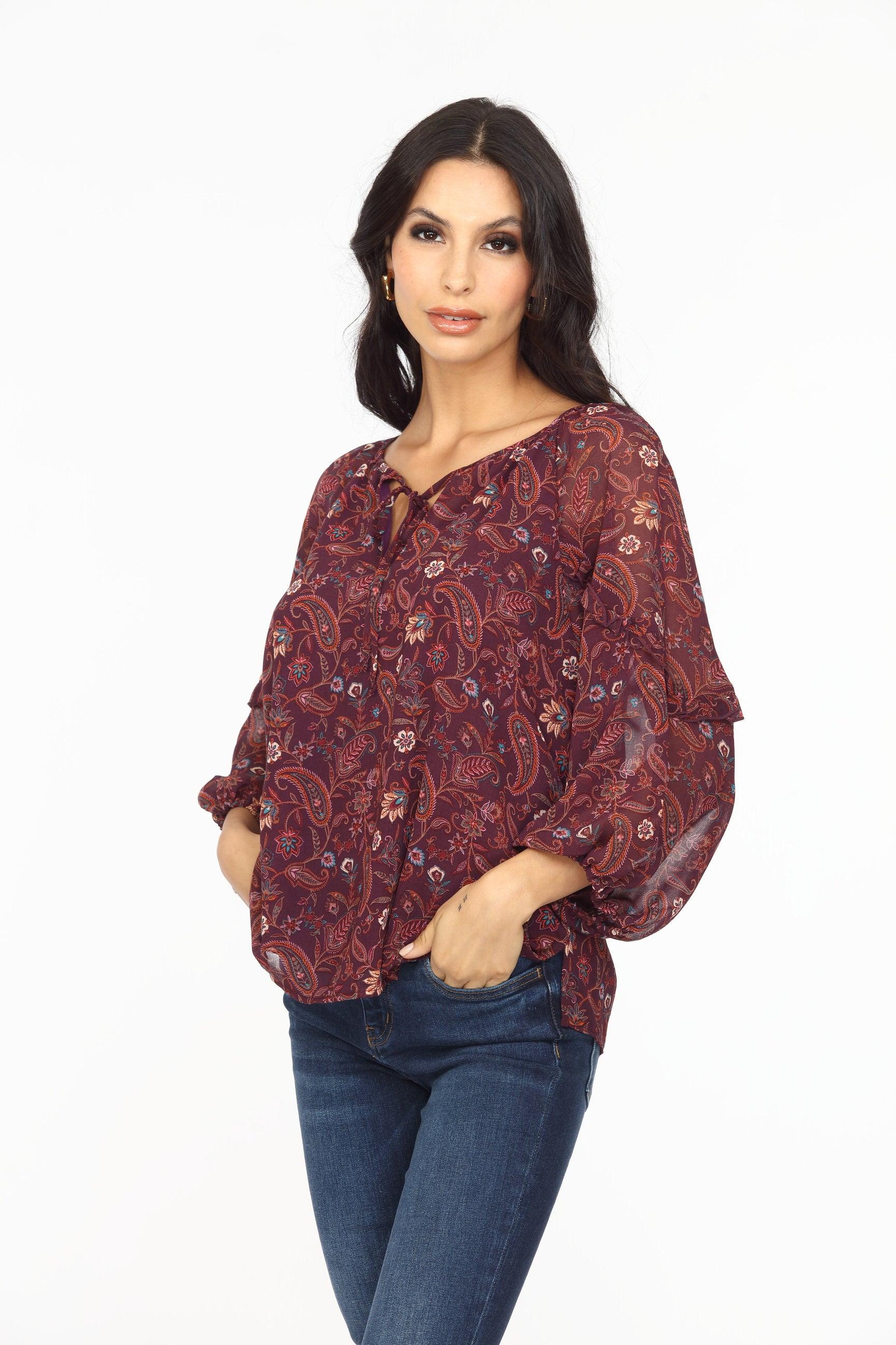 Gredana Ruffle Chiffon Blouse-FINAL SALE