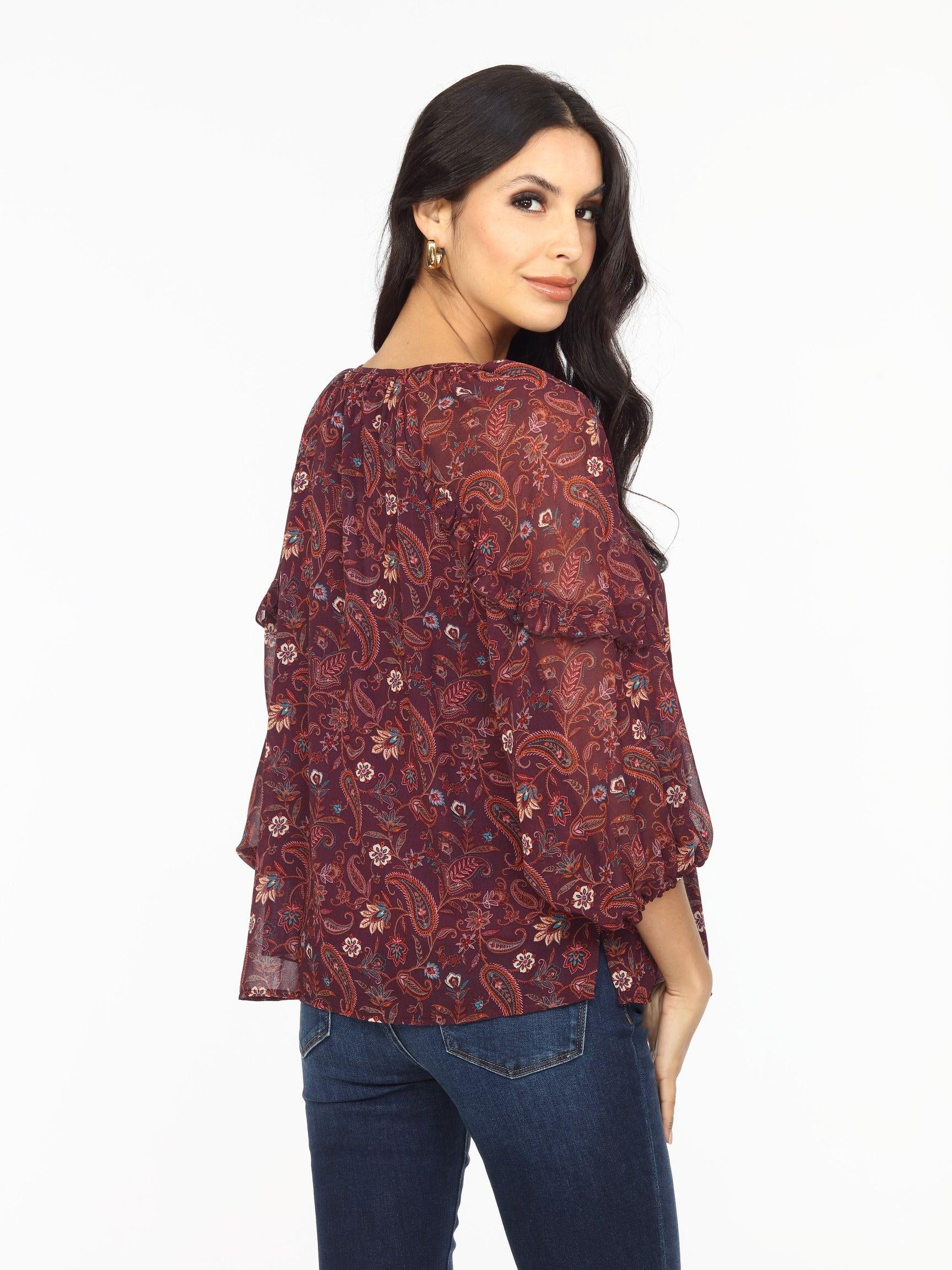 Gredana Ruffle Chiffon Blouse-FINAL SALE