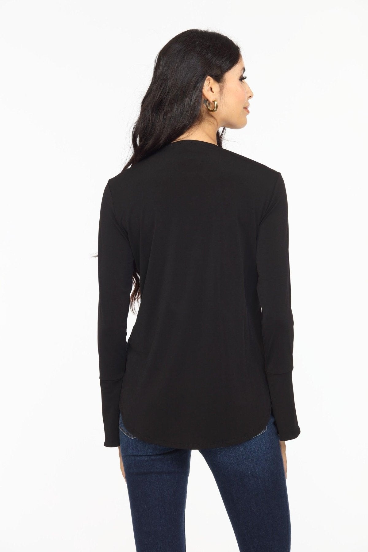 Black ITY Surplice Bell Sleeve Top - BEST SELLER