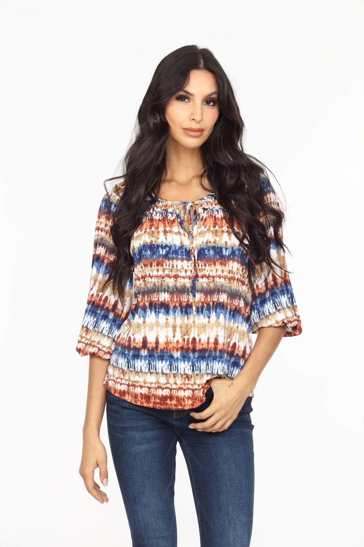 Effie Stretch Split Neck Top-FINAL SALE