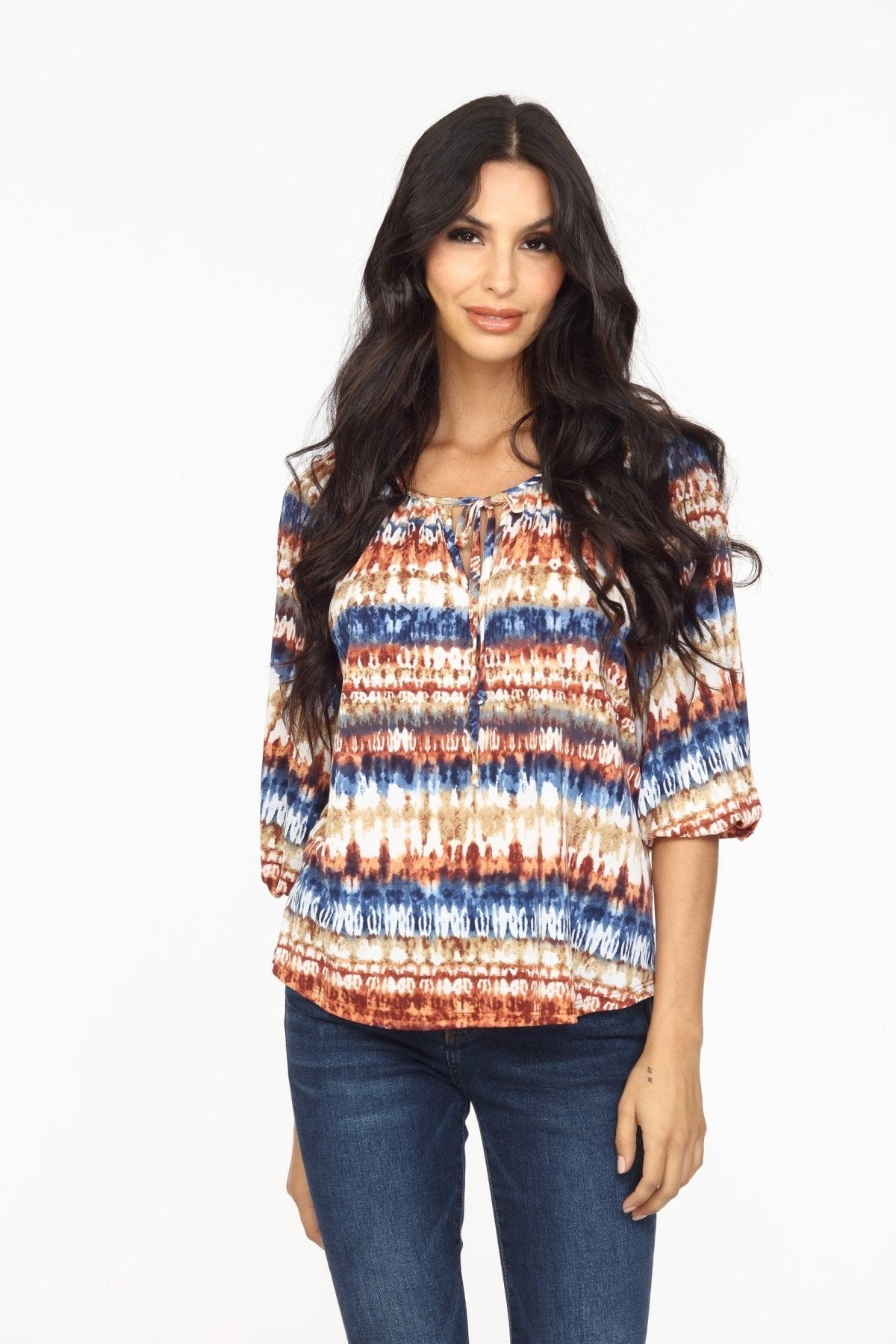 Effie Stretch Split Neck Top-FINAL SALE