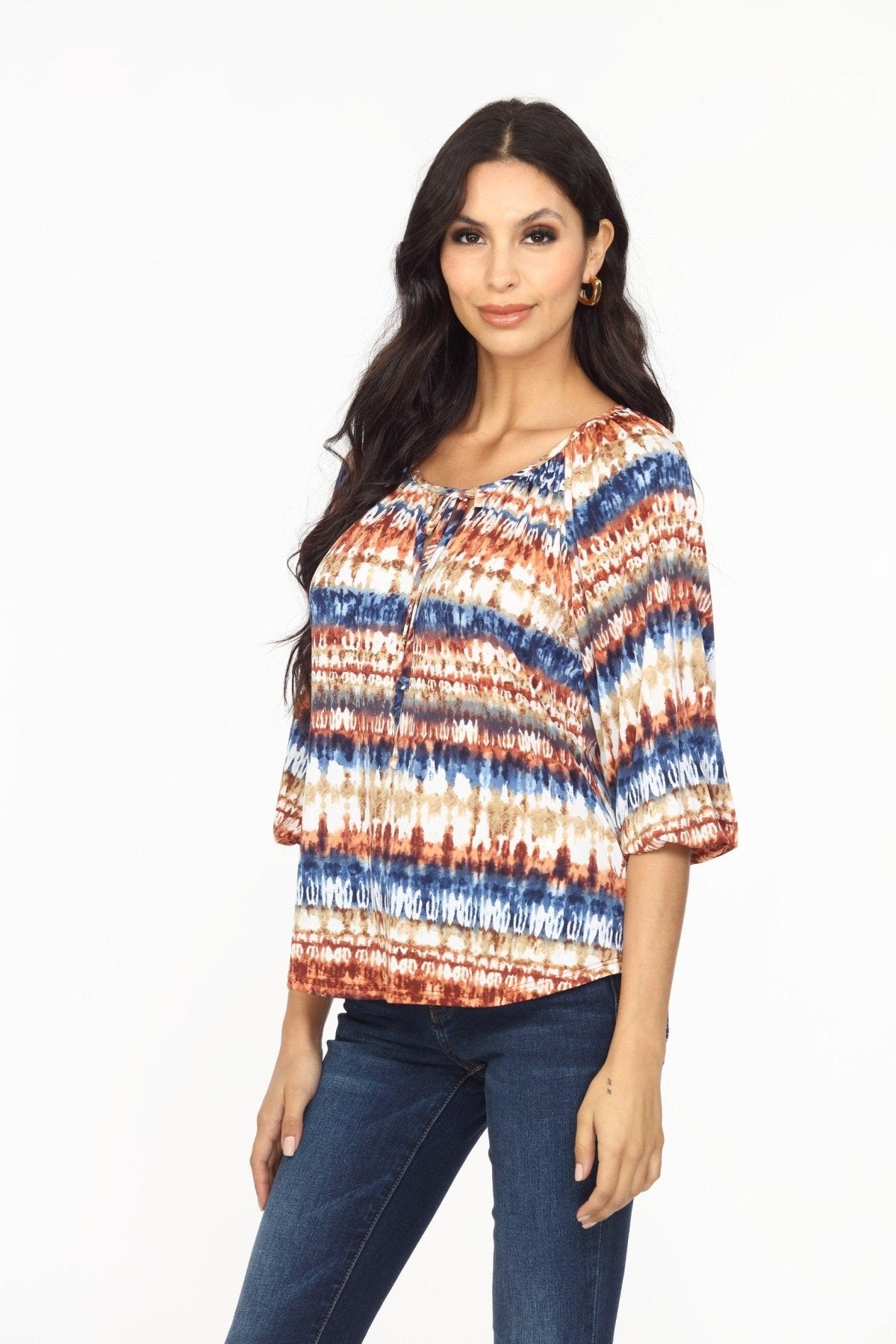 Effie Stretch Split Neck Top-FINAL SALE