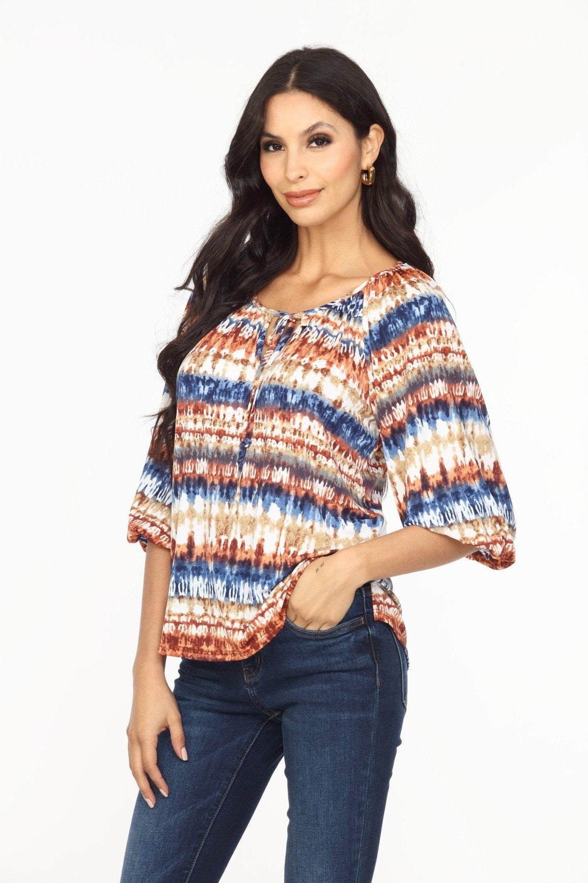 Effie Stretch Split Neck Top-FINAL SALE