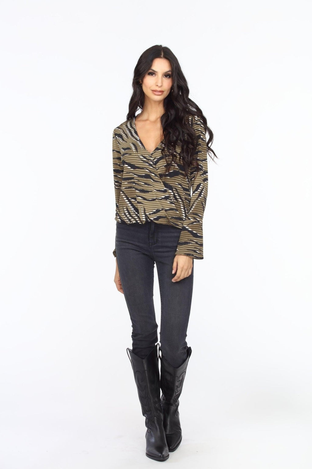 Alejandra Surplice Bell Sleeve Top -FINAL SALE