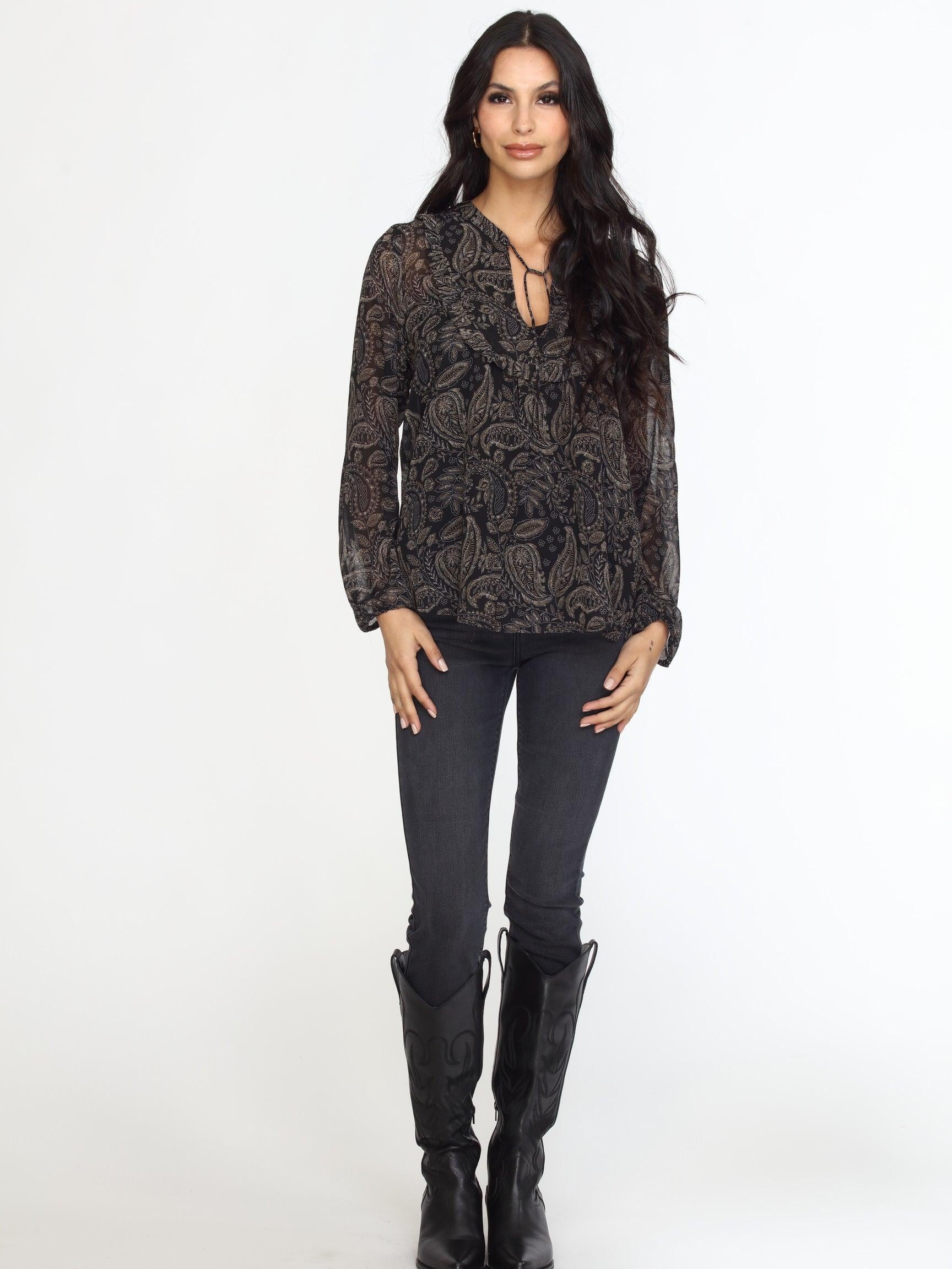 Yukon Ruffle Bib Blouse-FINAL SALE