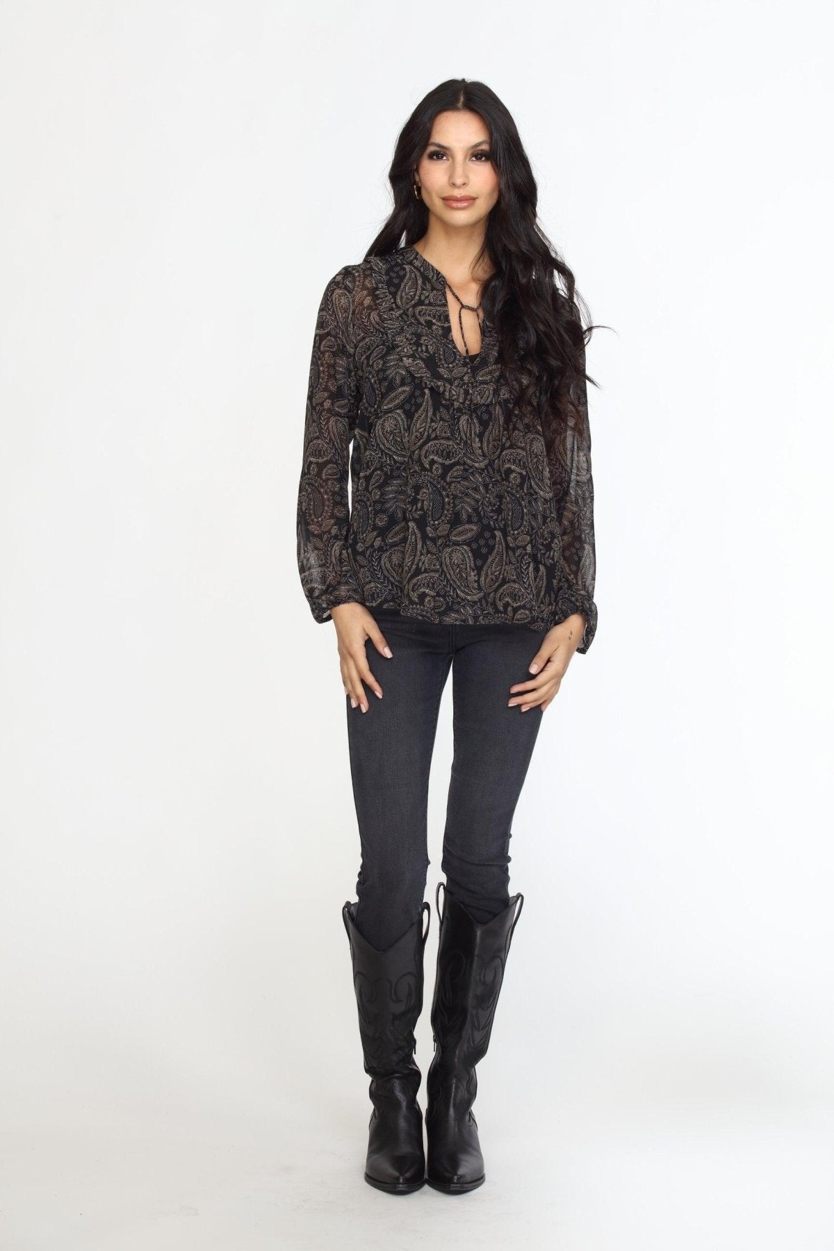 Yukon Ruffle Bib Blouse-FINAL SALE