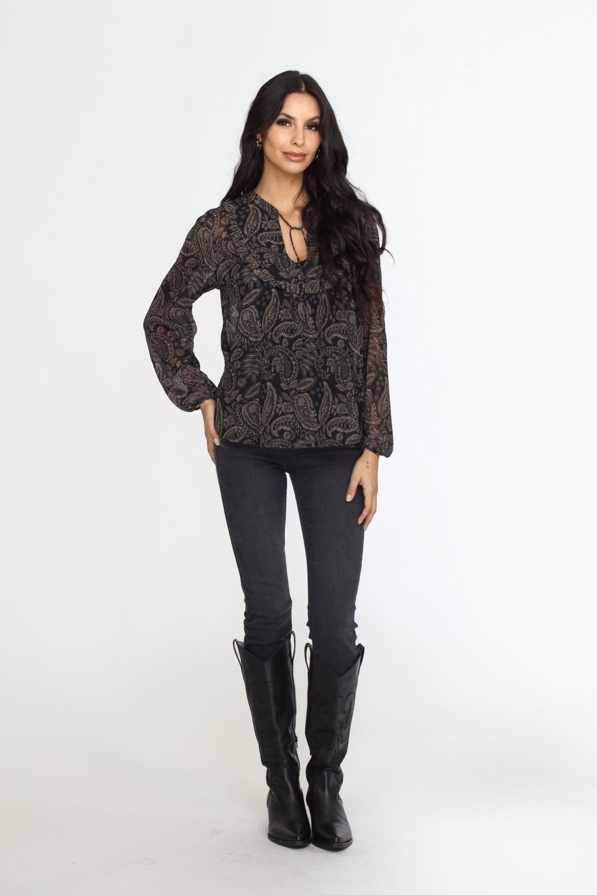 Yukon Ruffle Bib Blouse-FINAL SALE